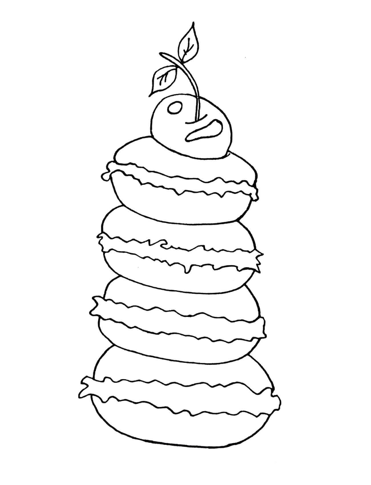 Macarons With Cherry Coloring Page Free Printable Coloring Pages