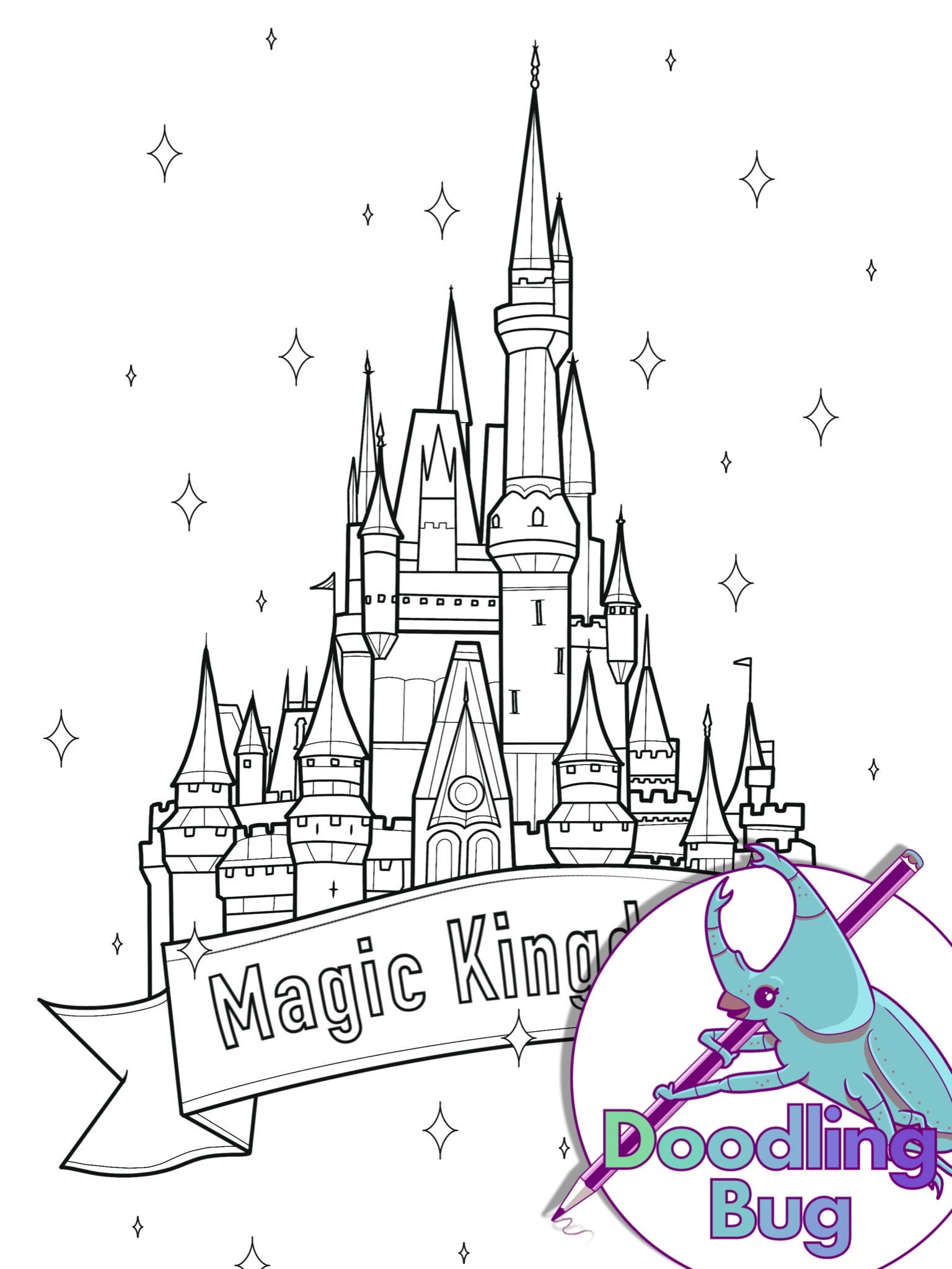 Magic Kingdom Castle Colouring Page Etsy UK