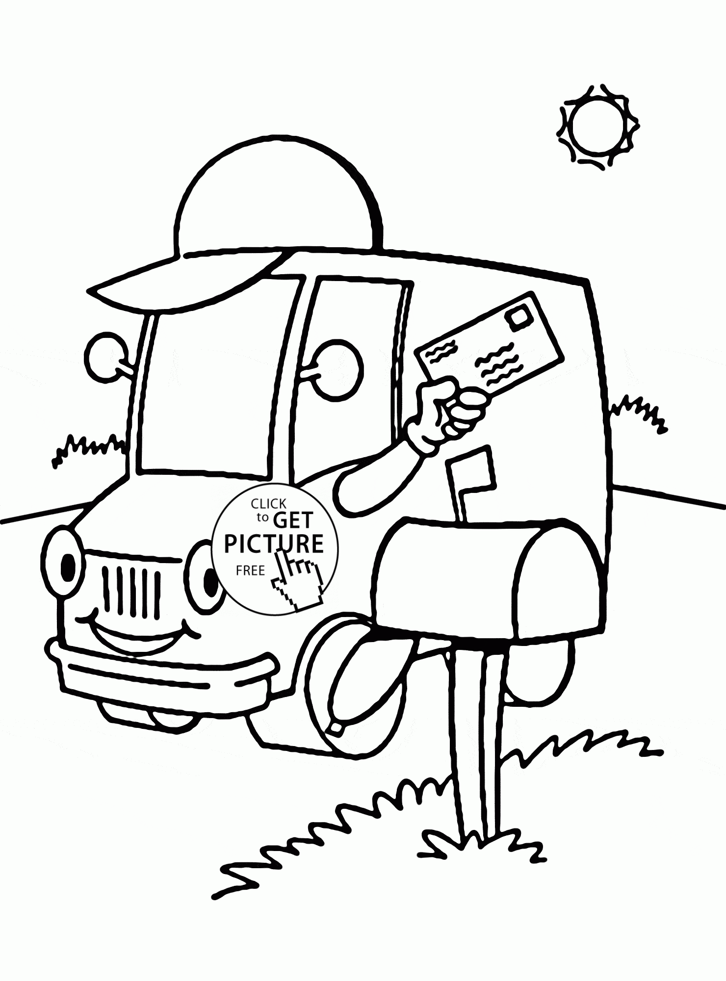 Mail Truck Coloring Page Sketch Coloring Page