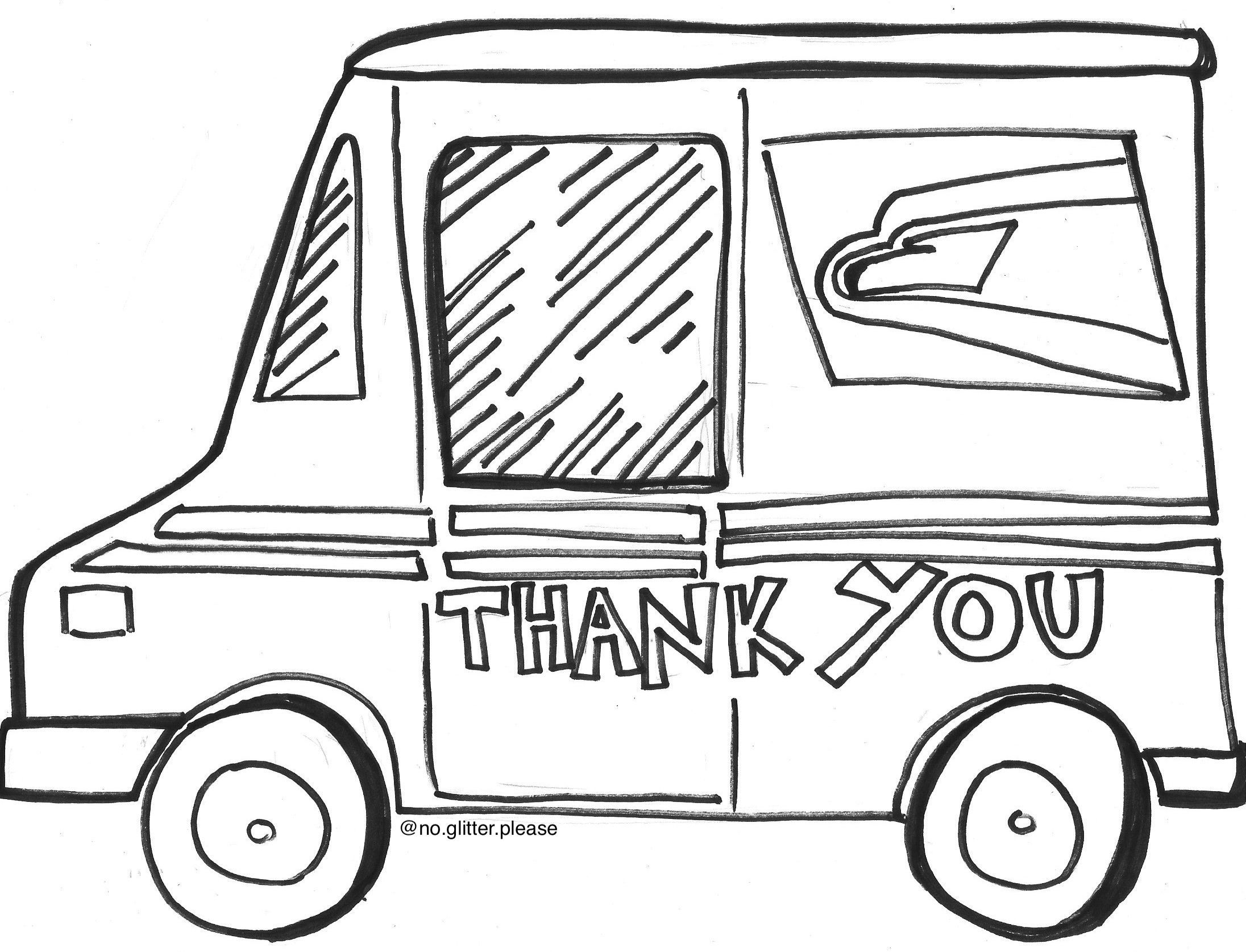 Mail Truck Coloring Page Sketch Coloring Page