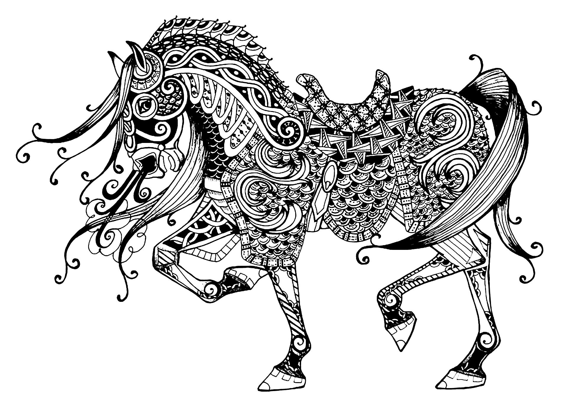 Majestic Horse Animals Coloring Pages For Adults JustColor