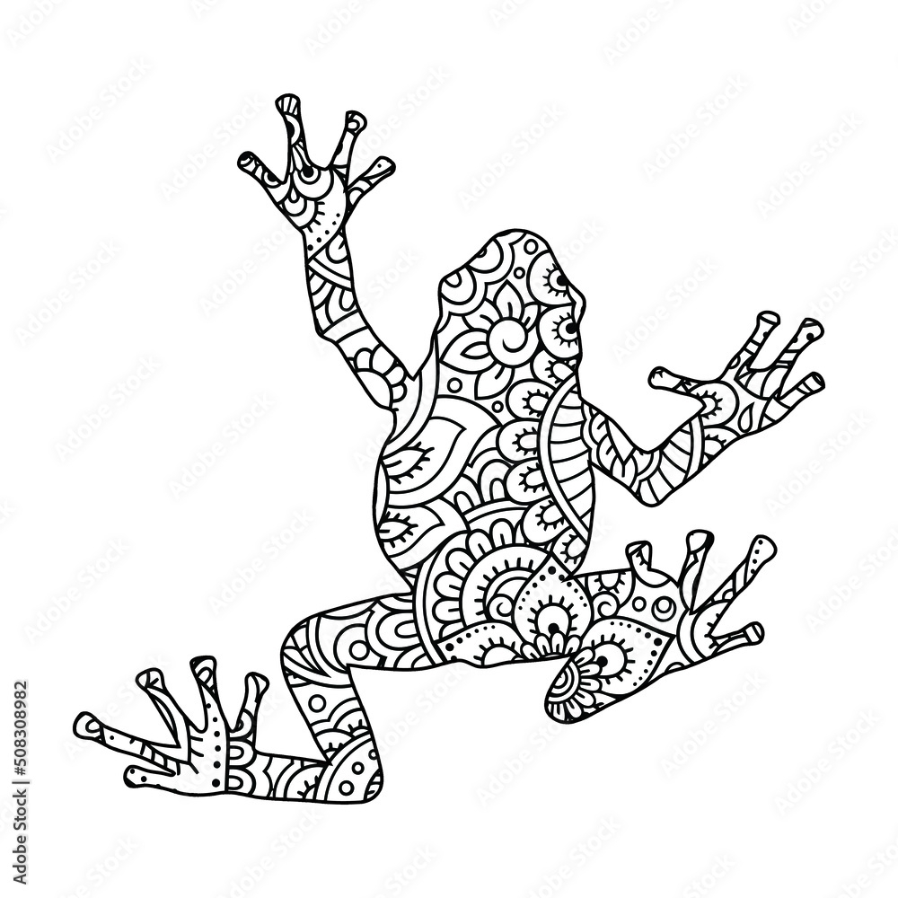 Mandala Frog Coloring Page For Kids Stock Vector Adobe Stock