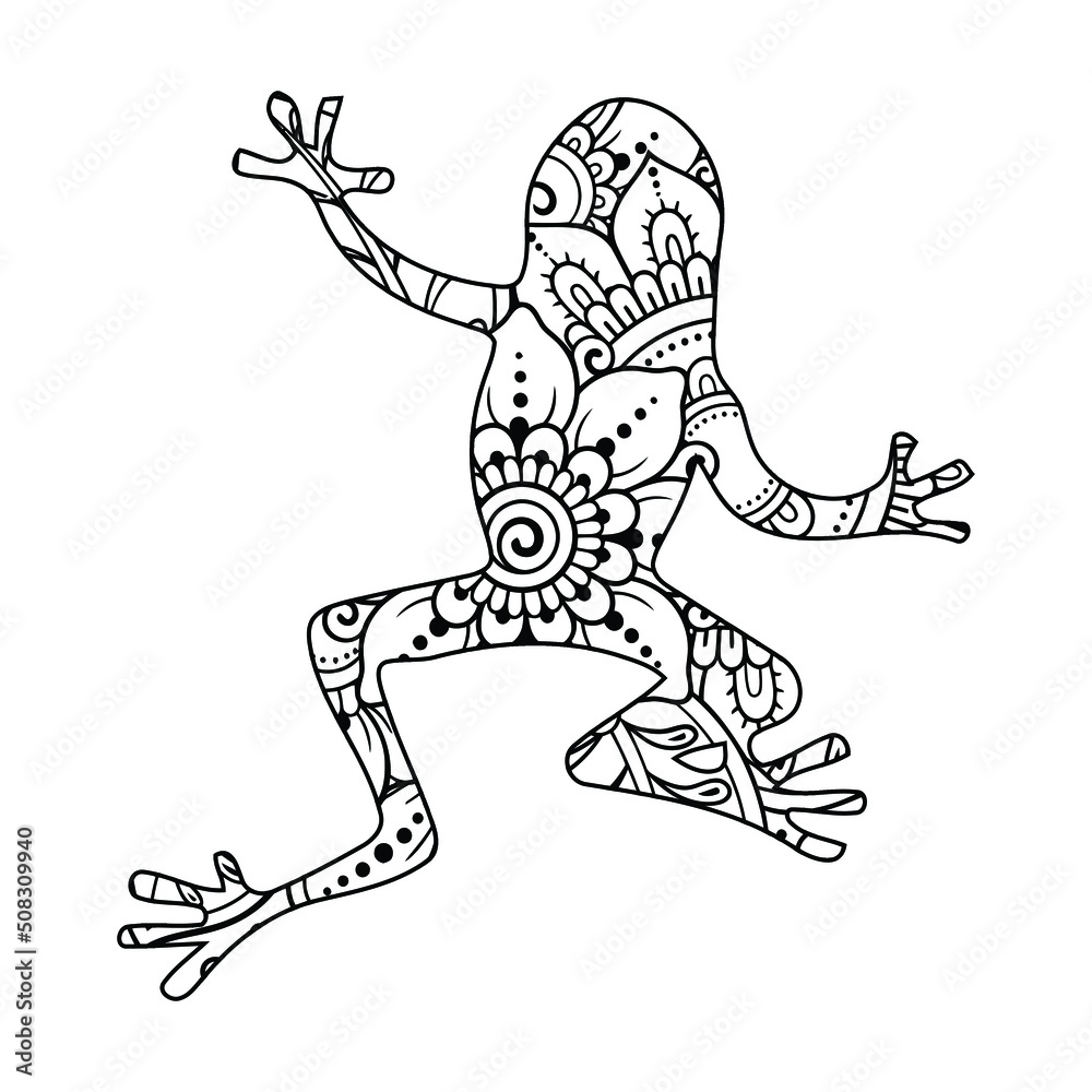 Mandala Frog Coloring Page For Kids Stock Vector Adobe Stock