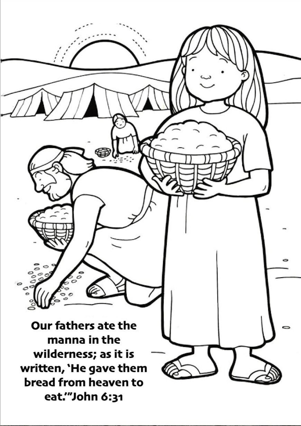 Manna From Heaven Coloring Page Etsy