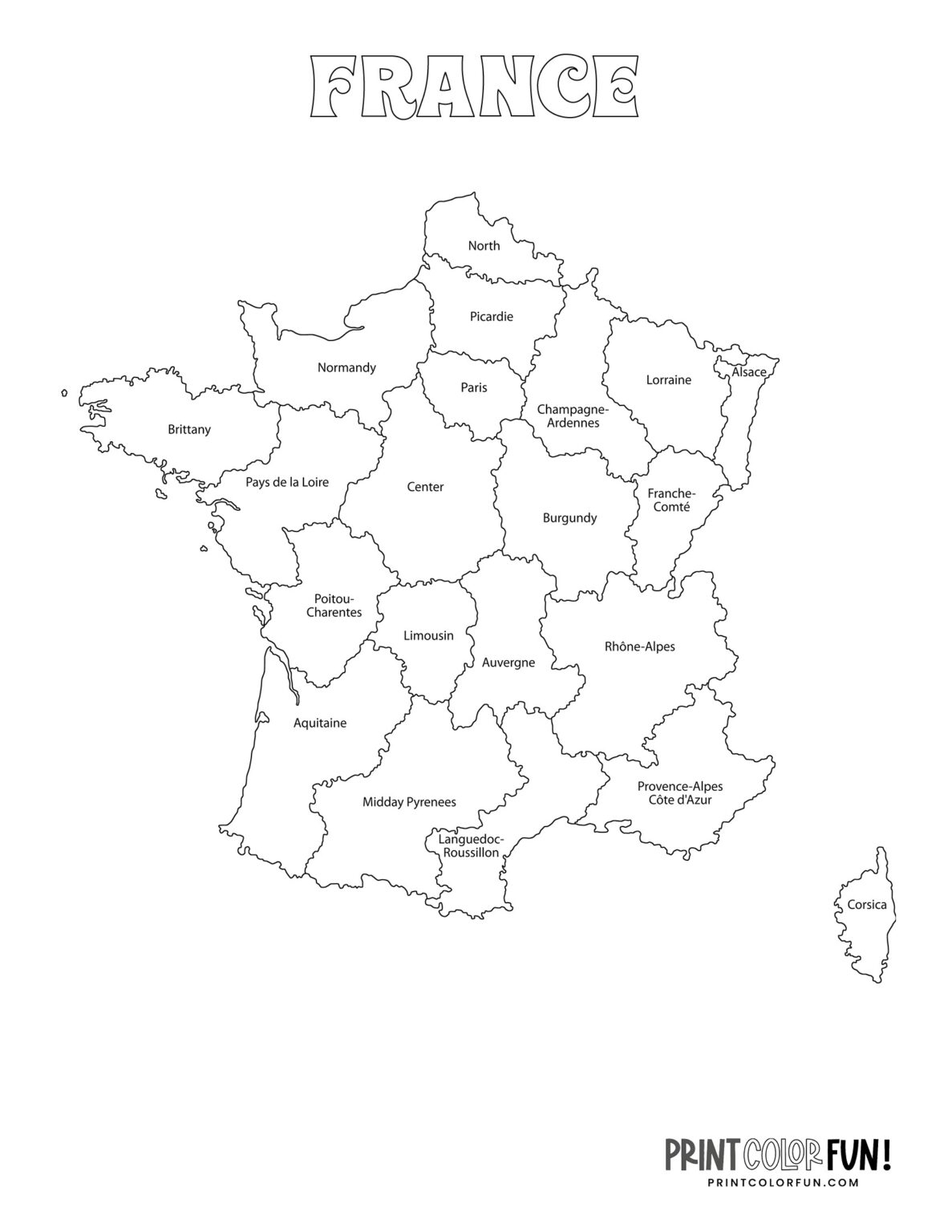 Maps Of France To Color At PrintColorFun