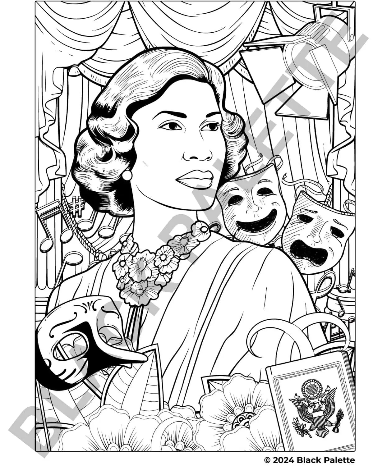 Marian Anderson Historical Coloring Page Opera Icon Civil Rights Symbol Black Palette Books