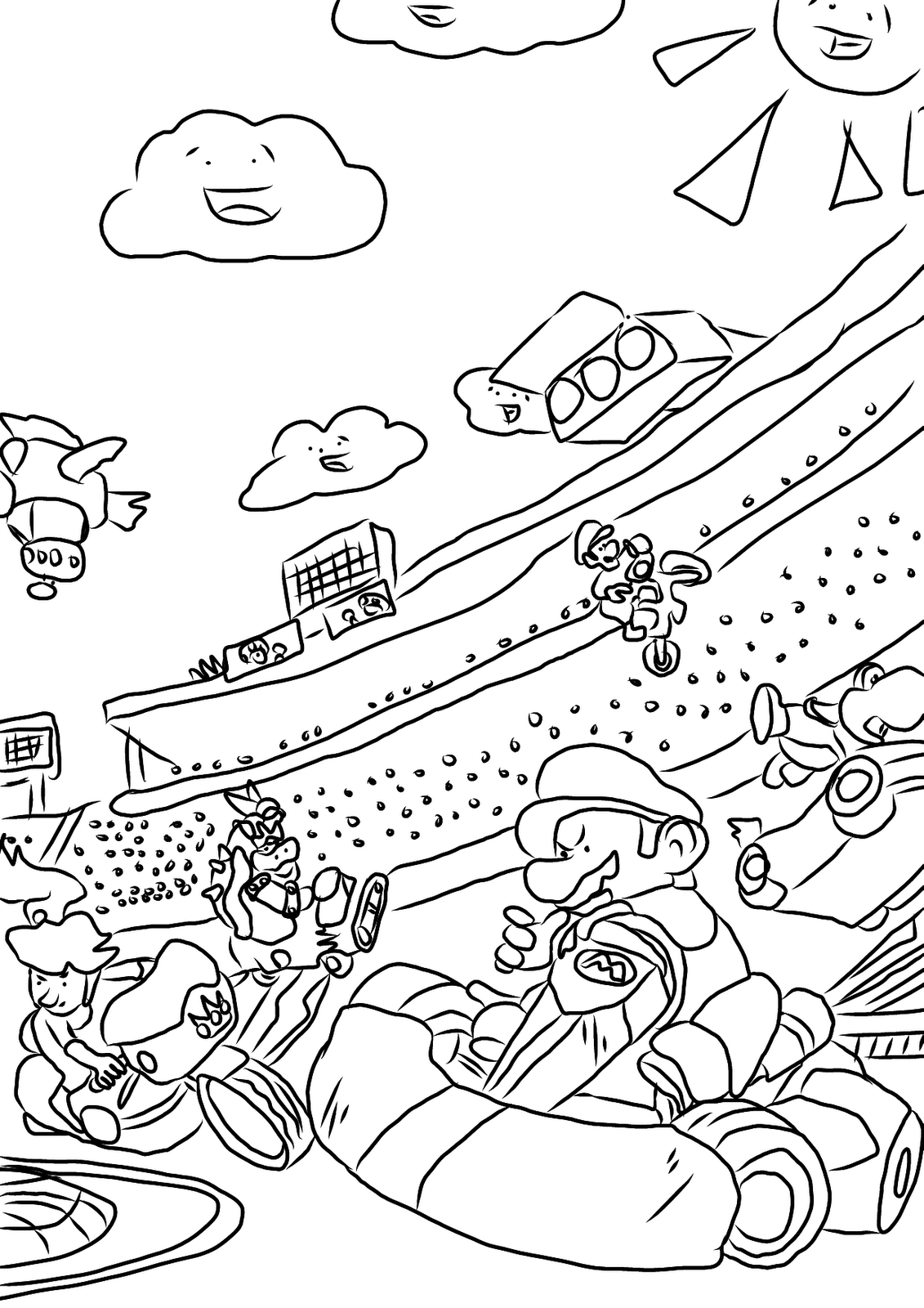 Coloring Pages Mario Kart