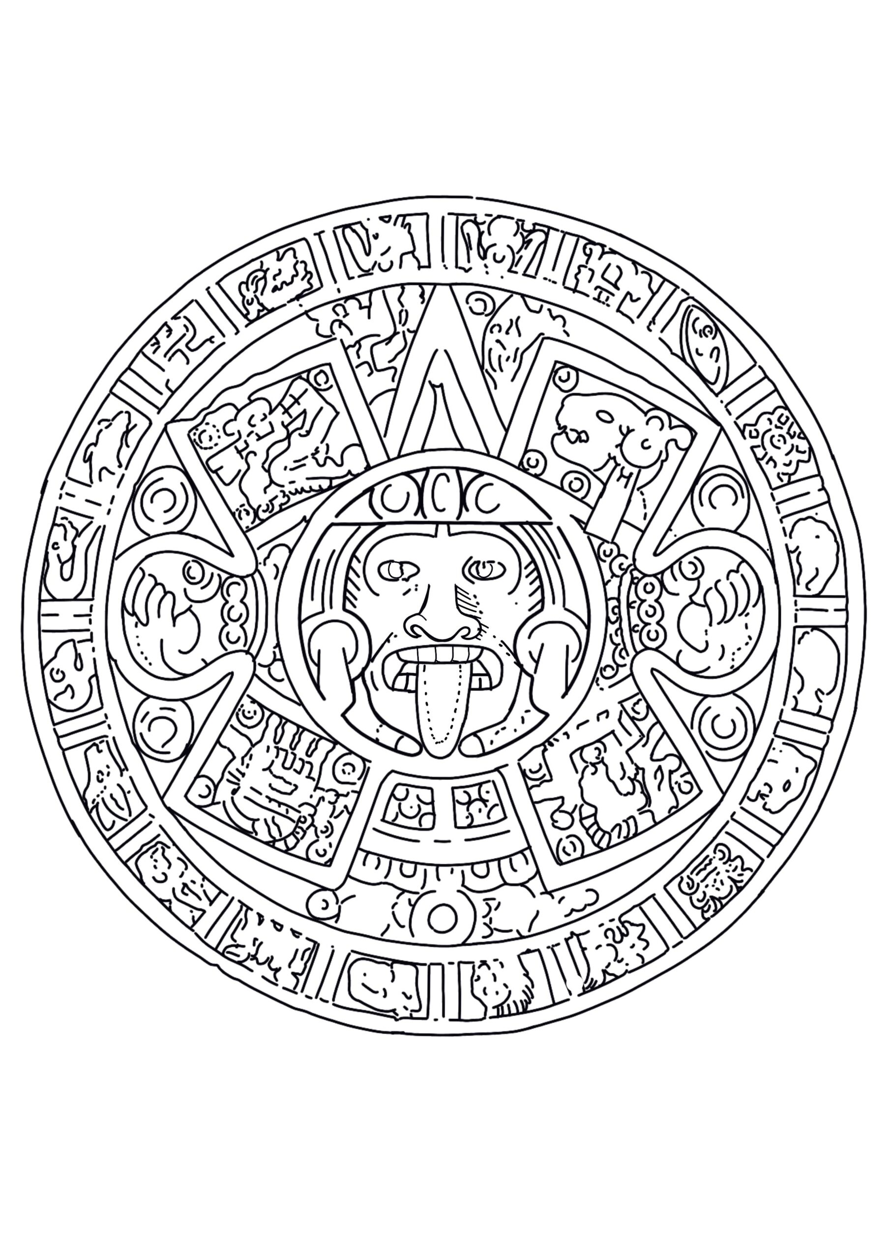 Mayan Calendar Coloring Page