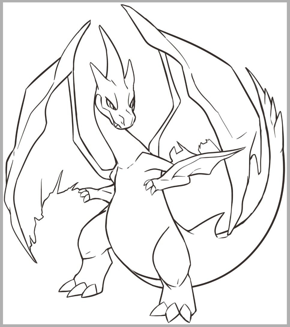 Mega Charizard X Coloring Page