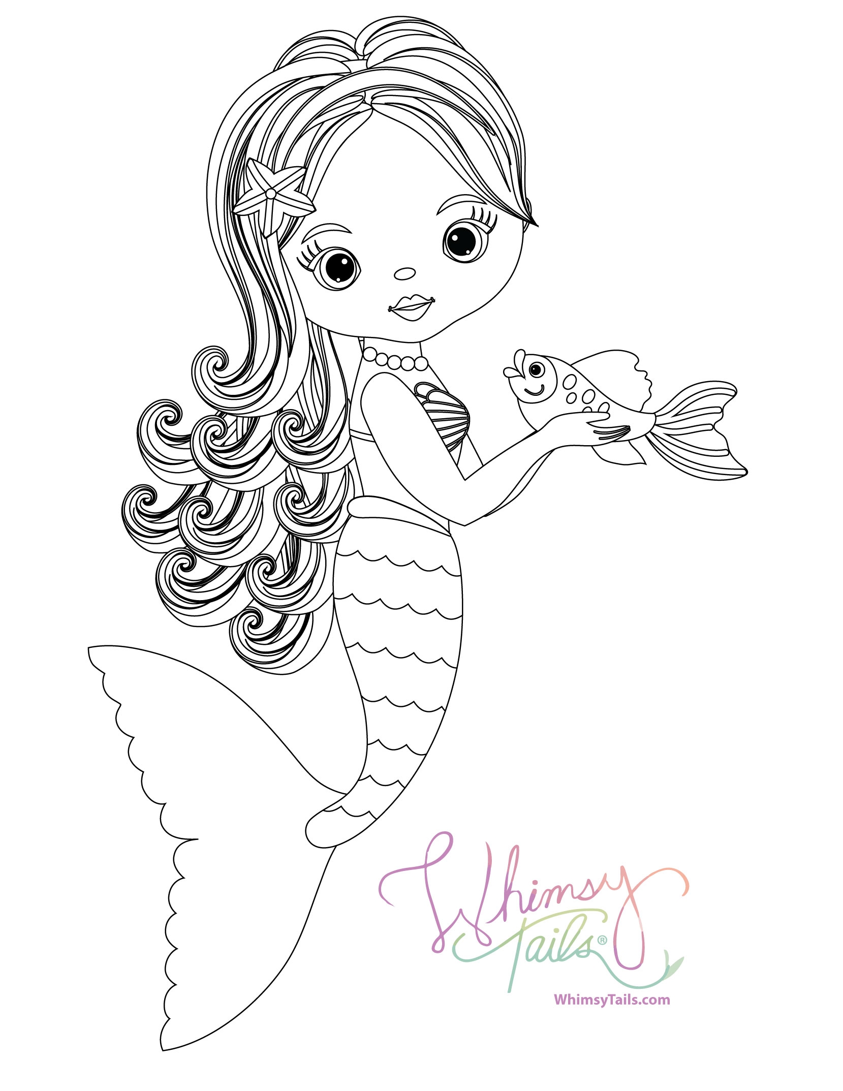 Mermaid Cat Coloring Coloring Pages