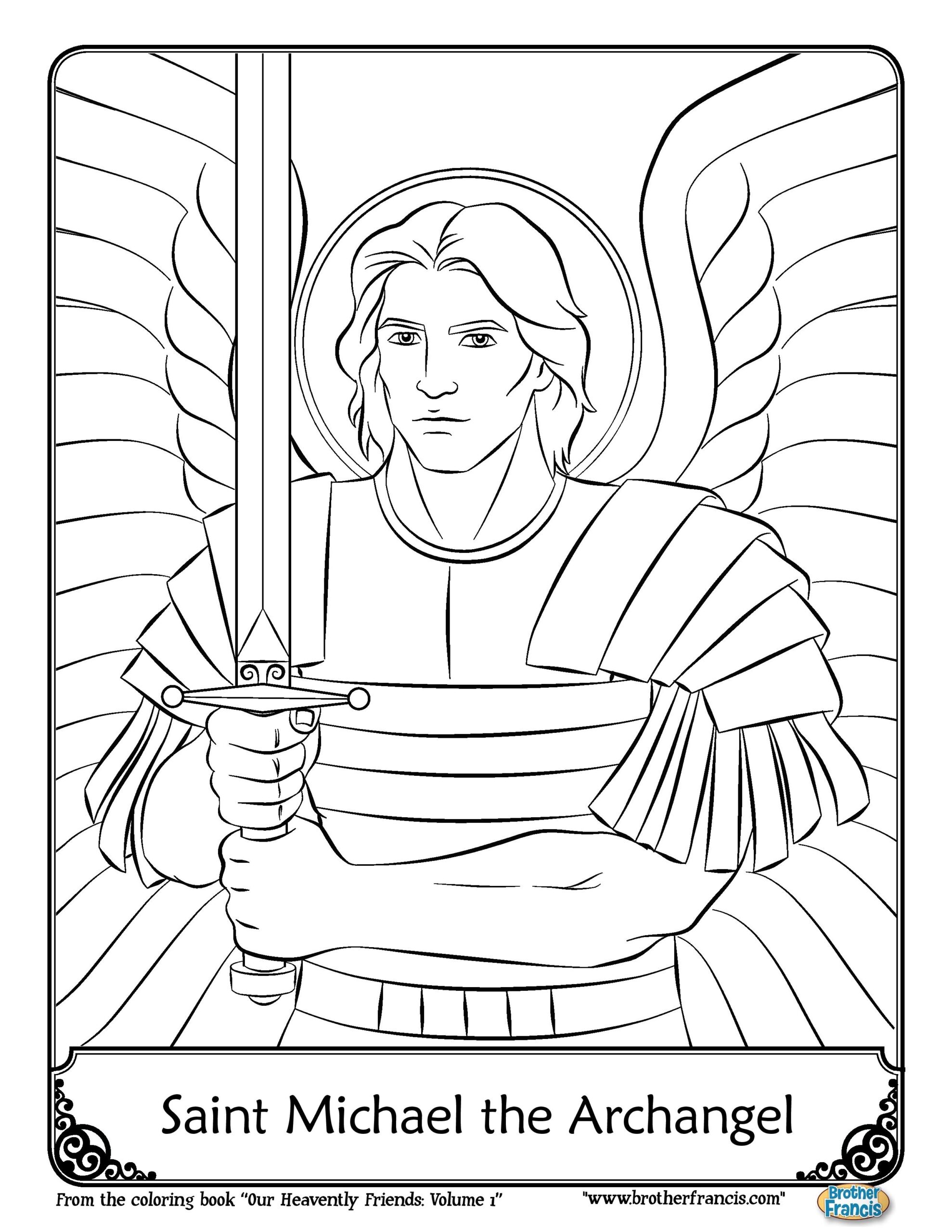 Michael Coloring Archangel St Pages Catholic Scribd Saint Colouring Sketch Coloring Page