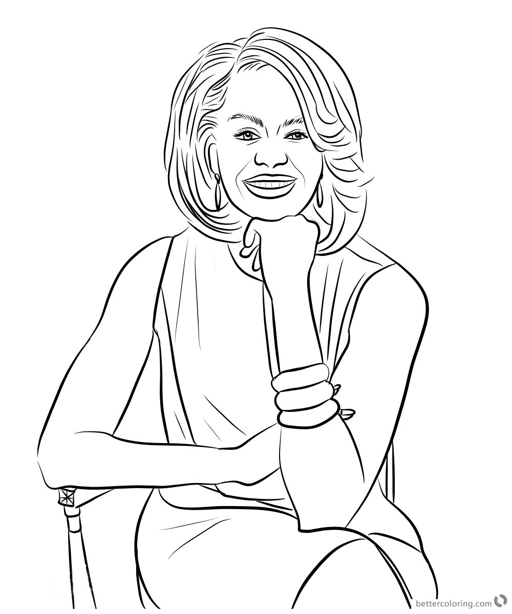 Michelle Obama Coloring Page Sitting On A Chair Free Printable Coloring Pages
