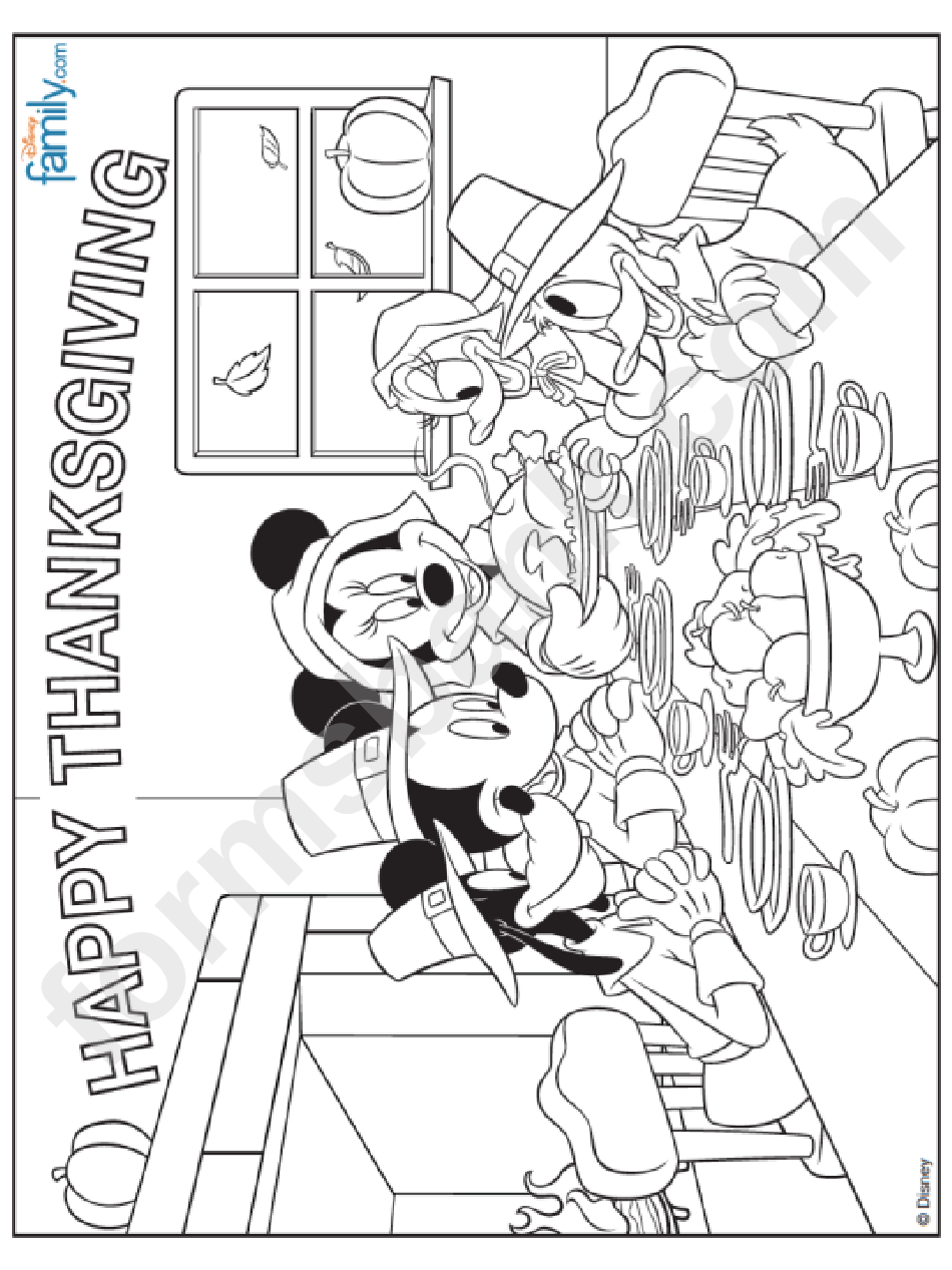 Mickey Mouse Thanksgiving Coloring Sheet Printable Pdf Download