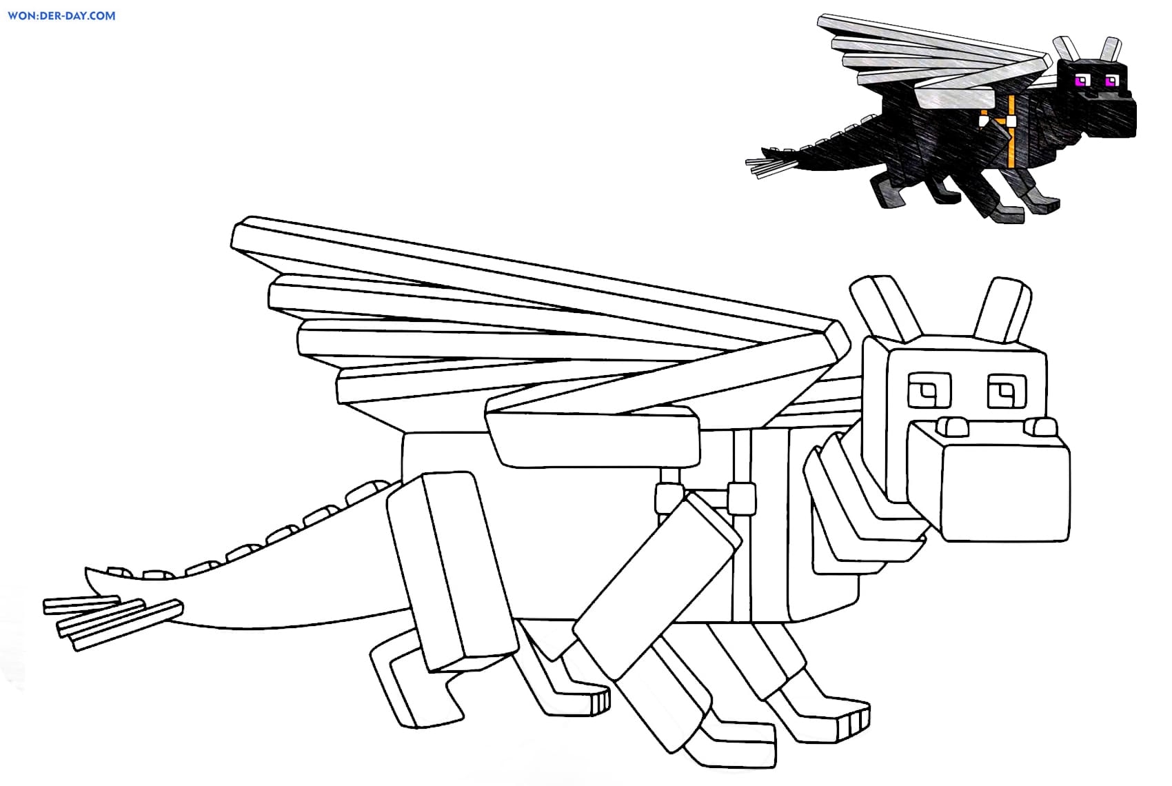 Minecraft Coloring Pages Baby Ender Dragon