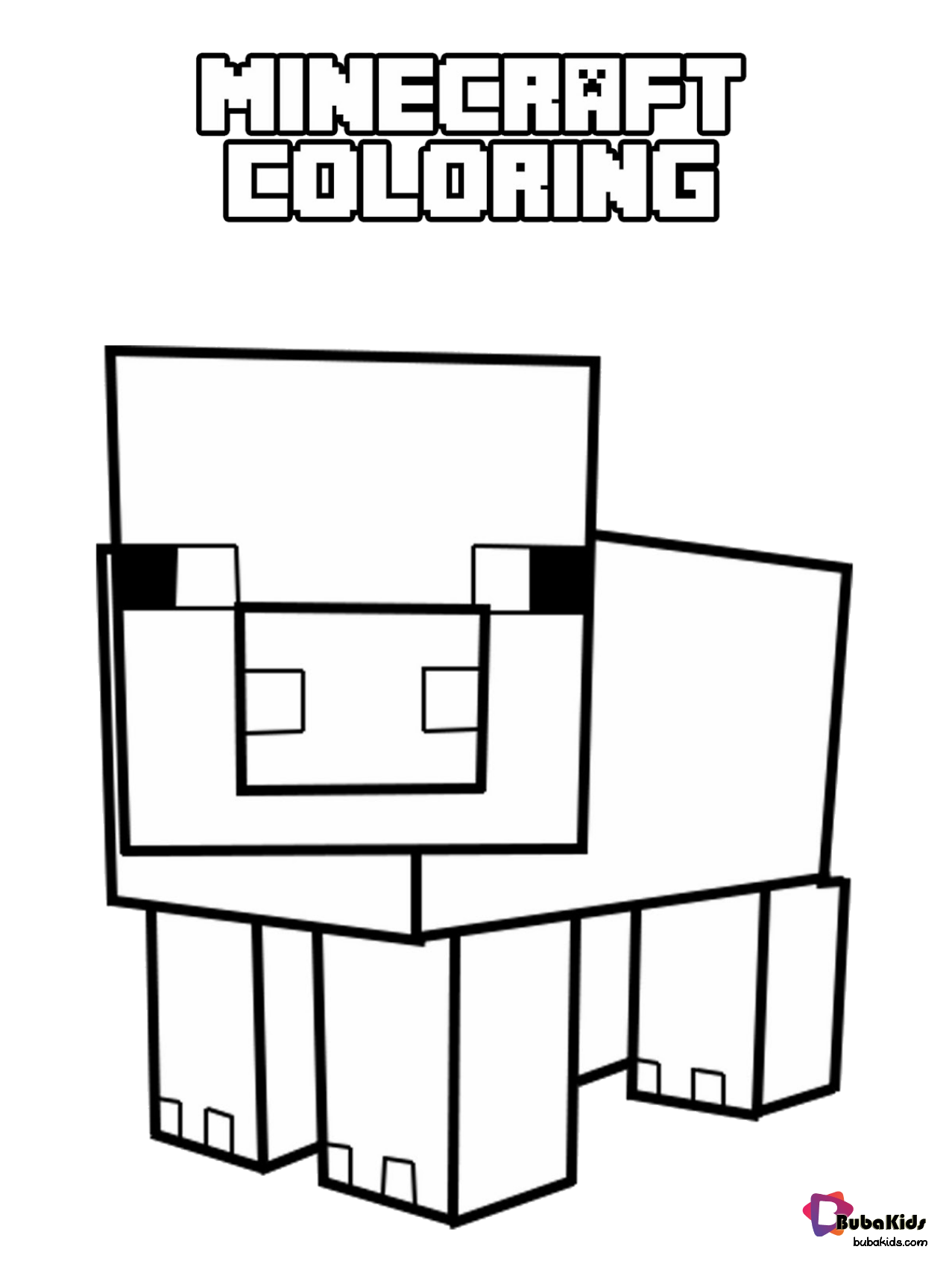 Minecraft Pig Animal Coloring Page BubaKids