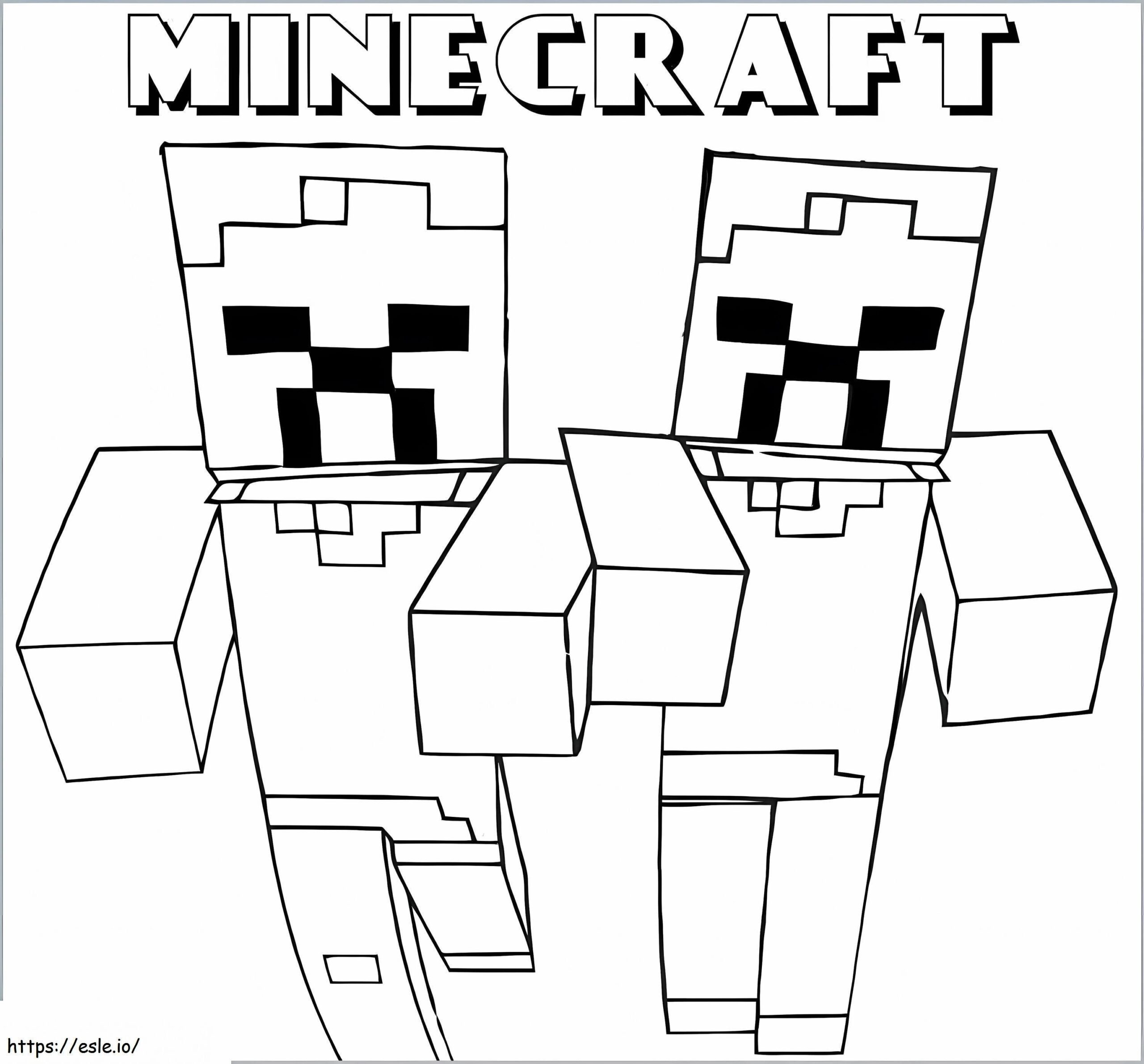 Minecraft Two Zombies Coloring Page