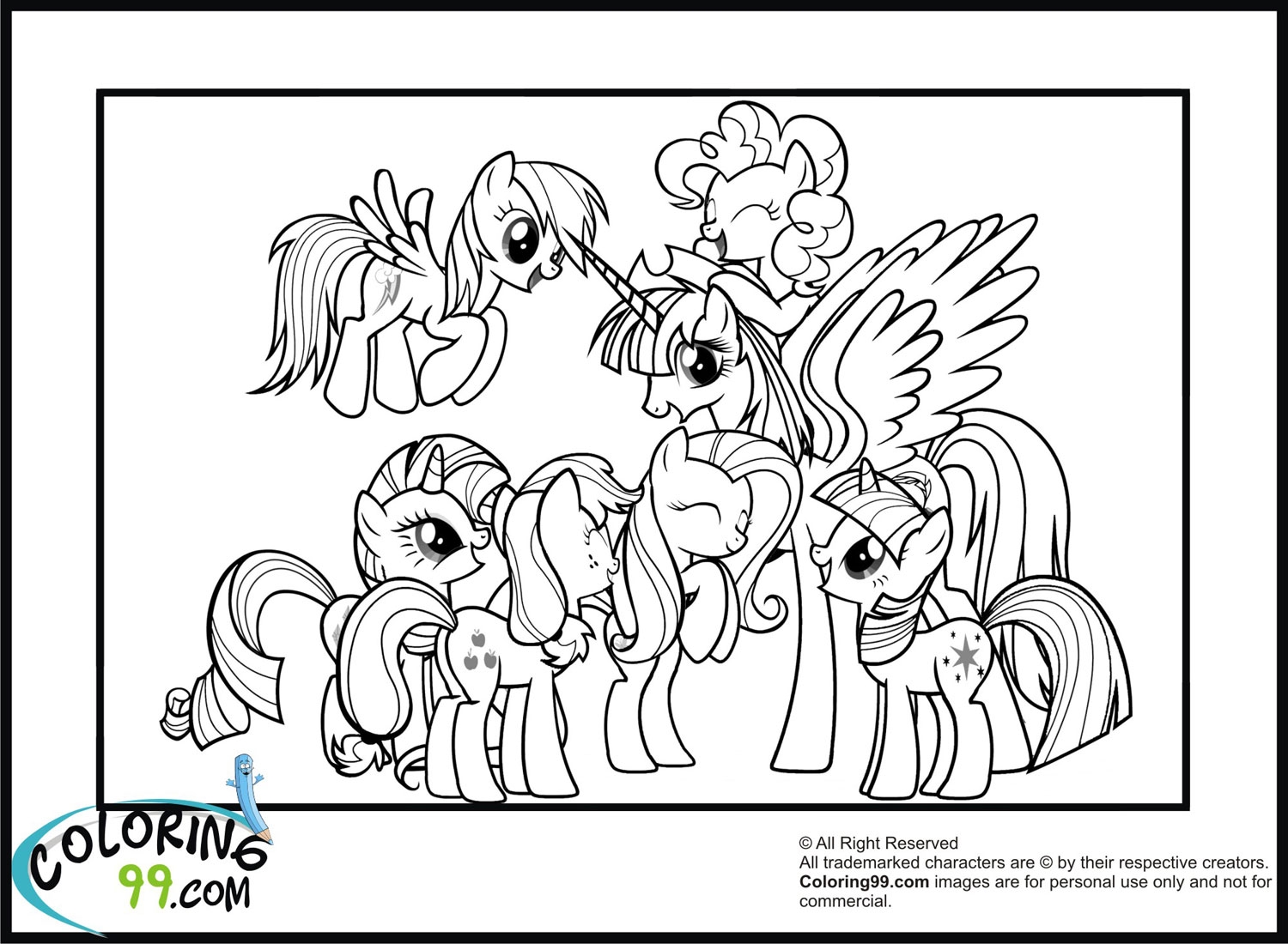 Mlp Rainbow Rocks Mane 6 Coloring Pages Coloring Pages