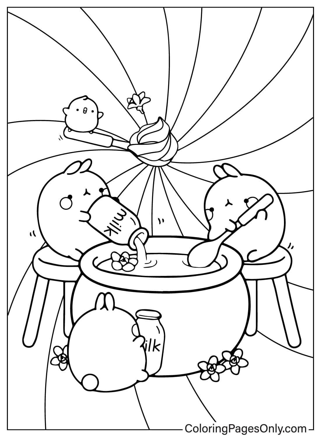 Molang Piu Piu And Milk Coloring Page Free Printable Coloring Pages