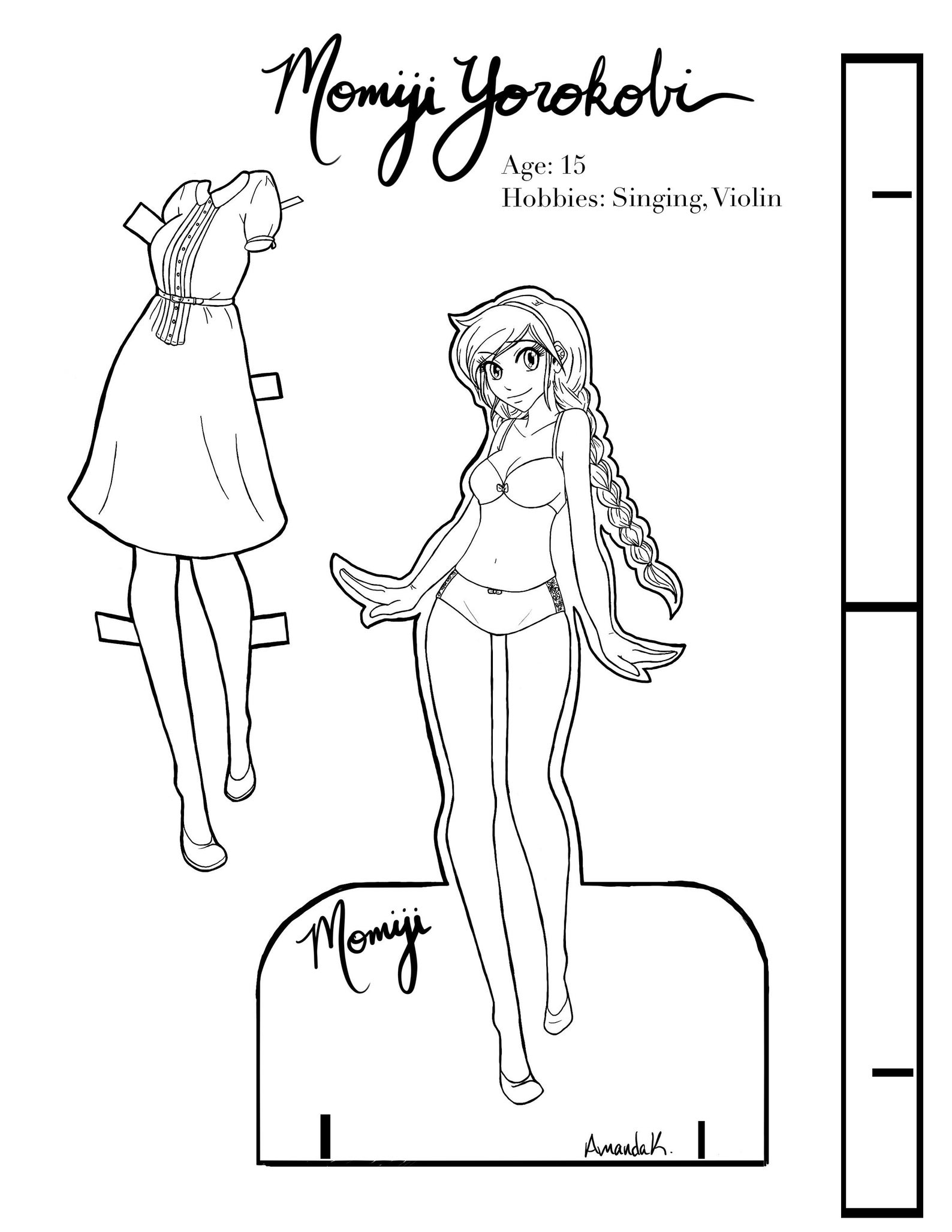 Momiji Base Paper Doll Coloring Page Etsy