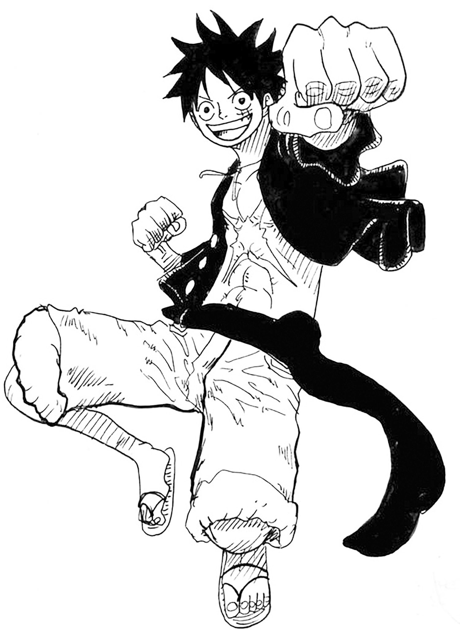 Monkey D Luffy Shows His Fists One Piece Coloring Pages