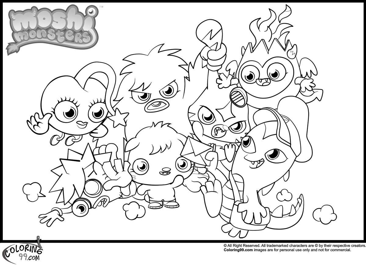 Moshi Monsters Coloring Pages Team Colors
