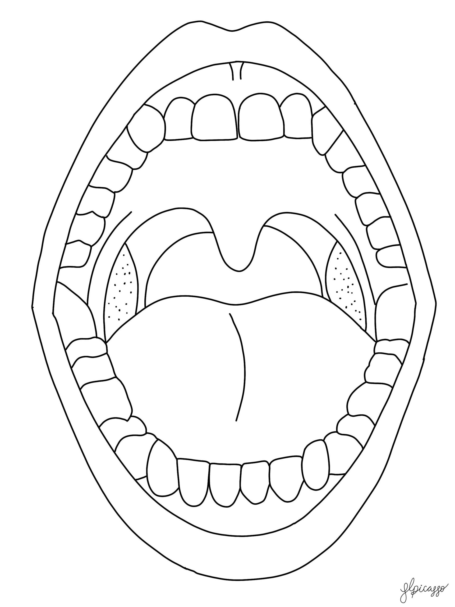 Mouth Colouring Page Etsy