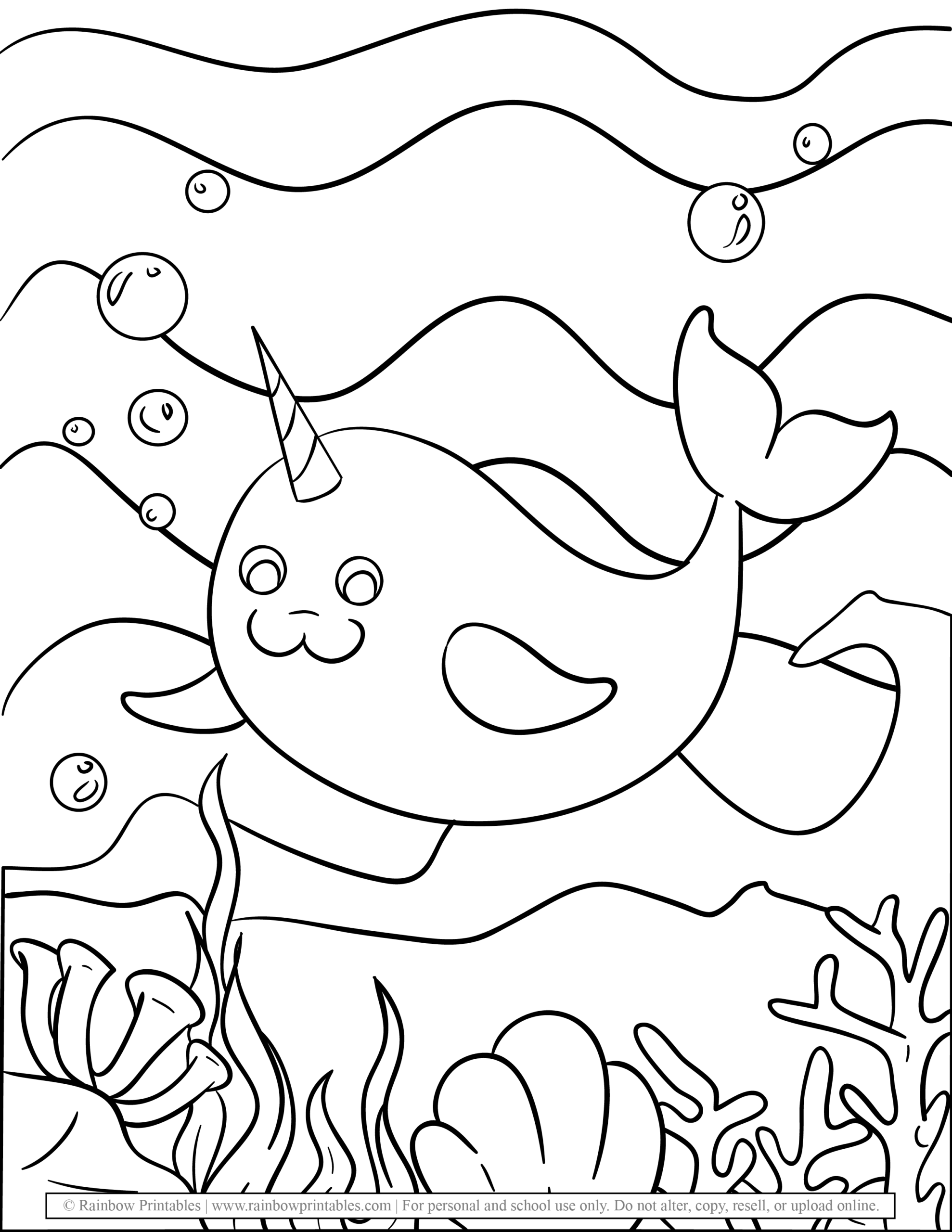 Kiddie Narwhal Coloring Pages
