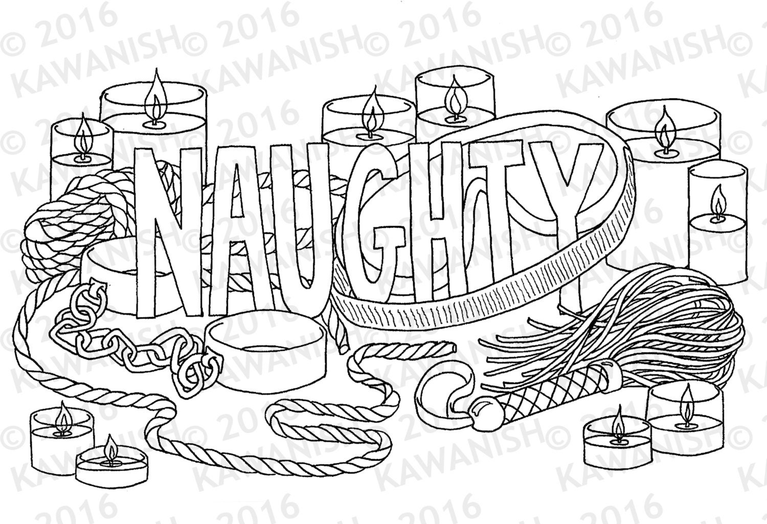 Naughty Kinky BDSM Adult Coloring Page Wall Art