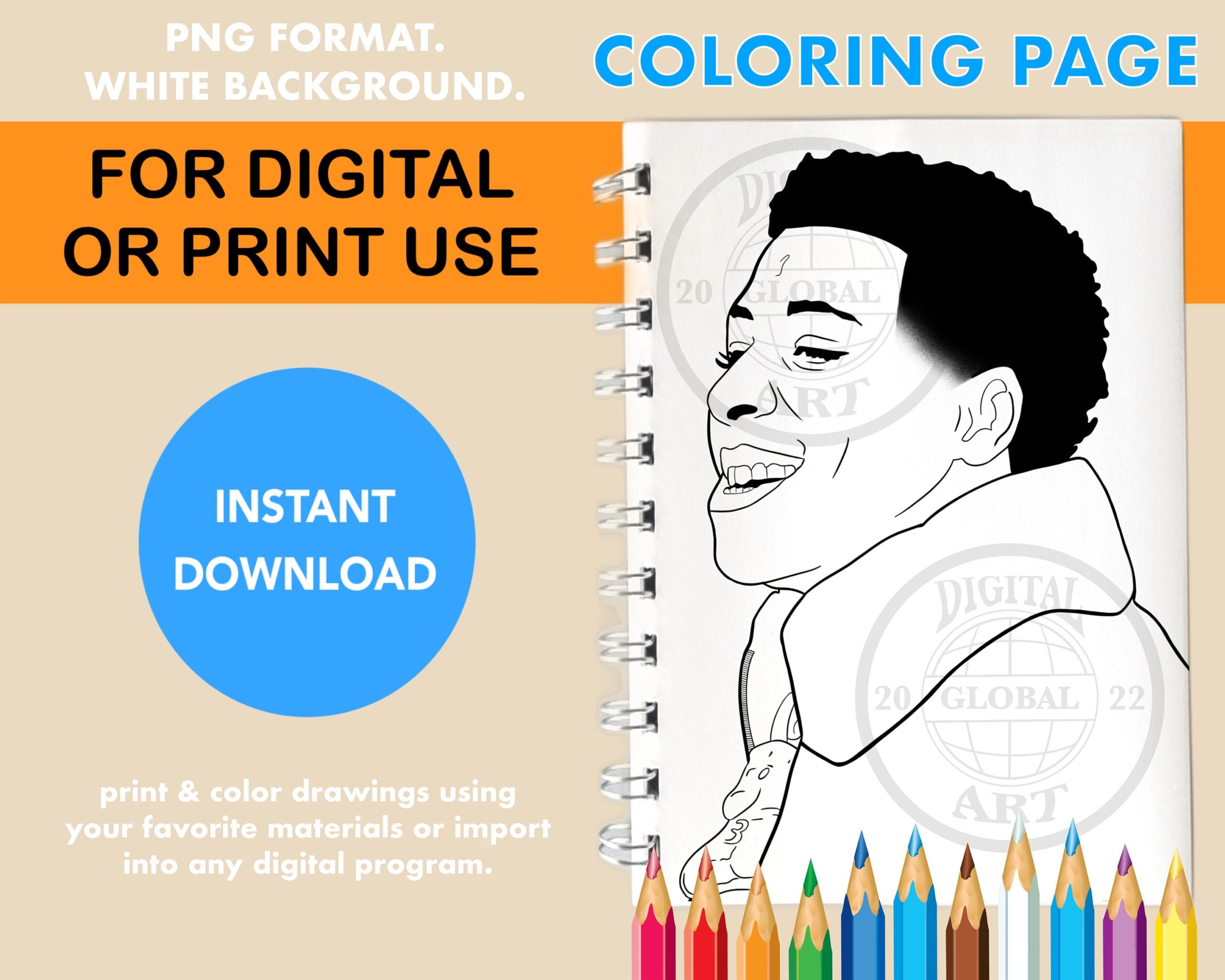NBA Youngboy Coloring Page Instant Download Coloring Etsy