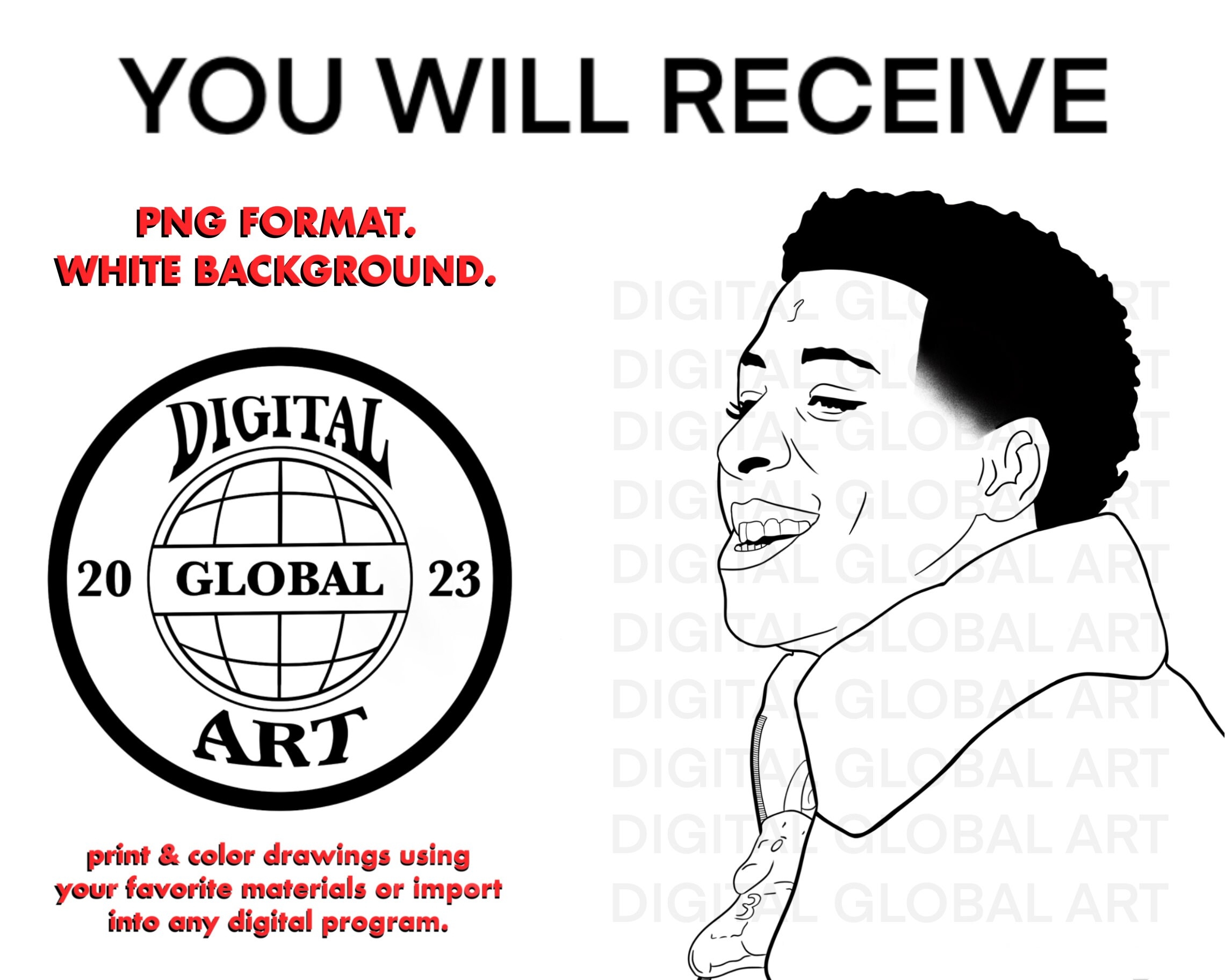NBA Youngboy Coloring Page Instant Download Coloring Sheet Digital Etsy UK