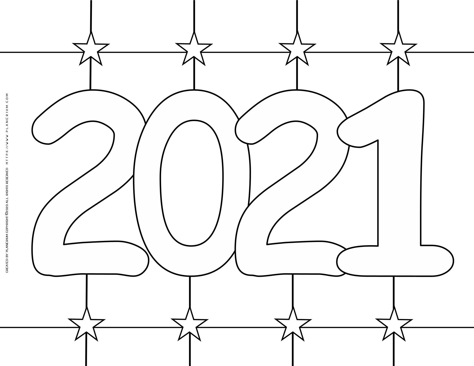 New Year Coloring Pages 2021 Stars Sign Planerium