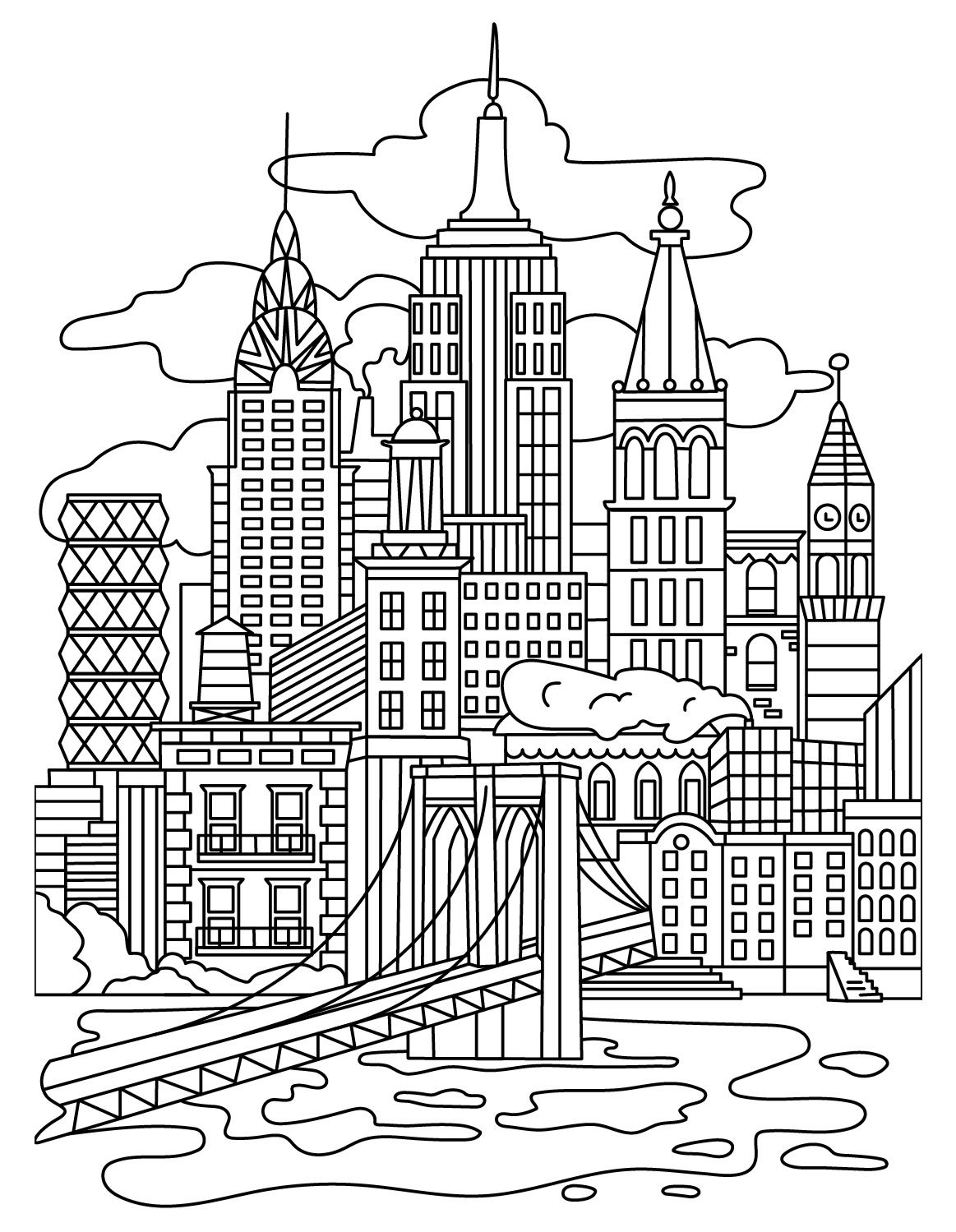 New York City Coloring Pages Printable Kidsworksheetfun