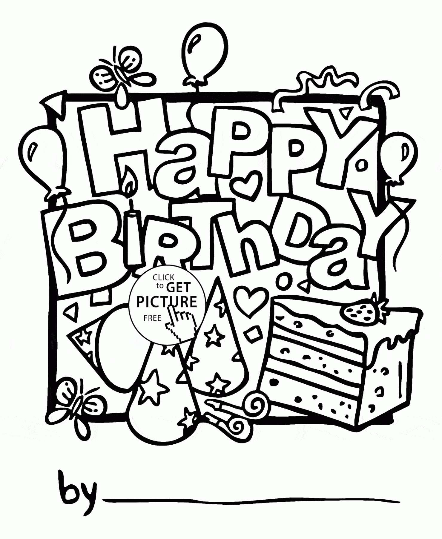 Nice Happy Birthday Card Coloring Page For Kids Holiday Coloring Pages Printables Free Wuppsy