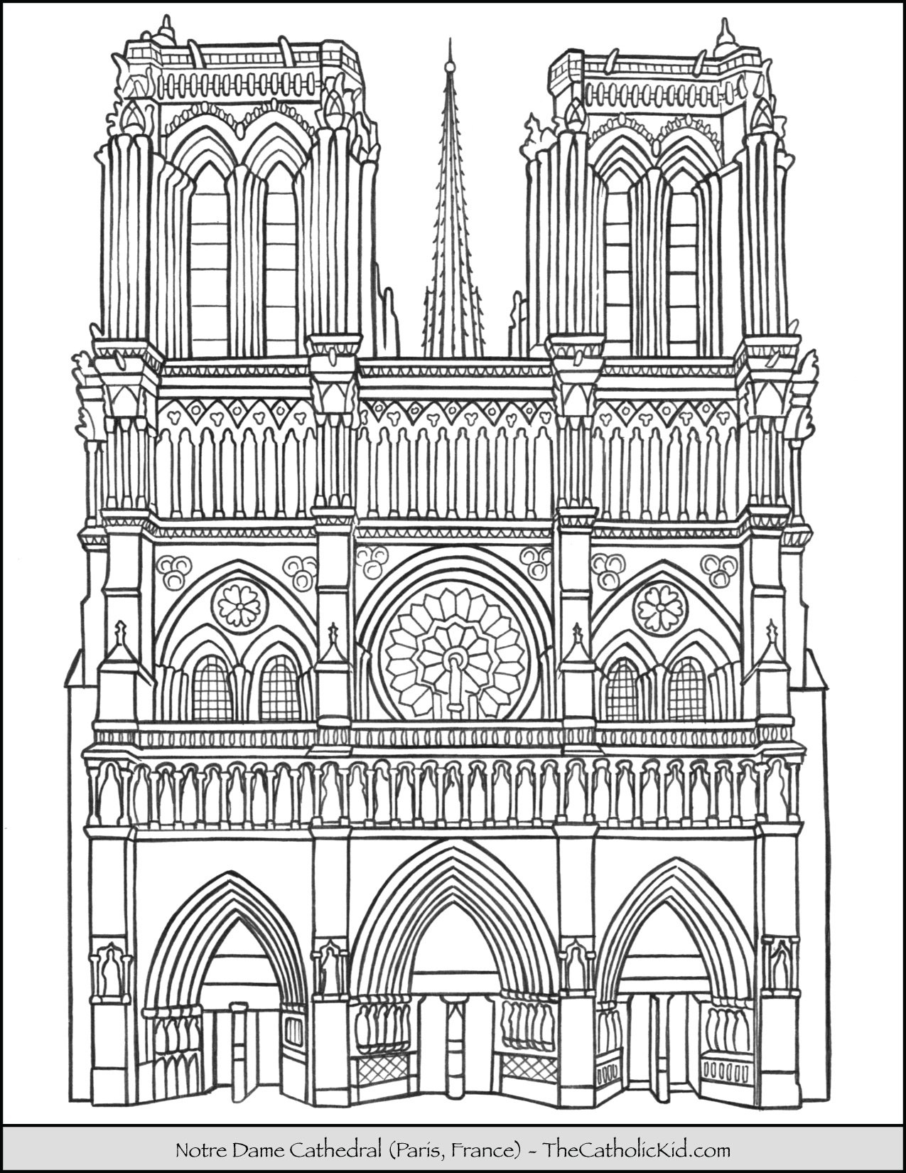 Notre Dame Cathedral Coloring Page TheCatholicKid