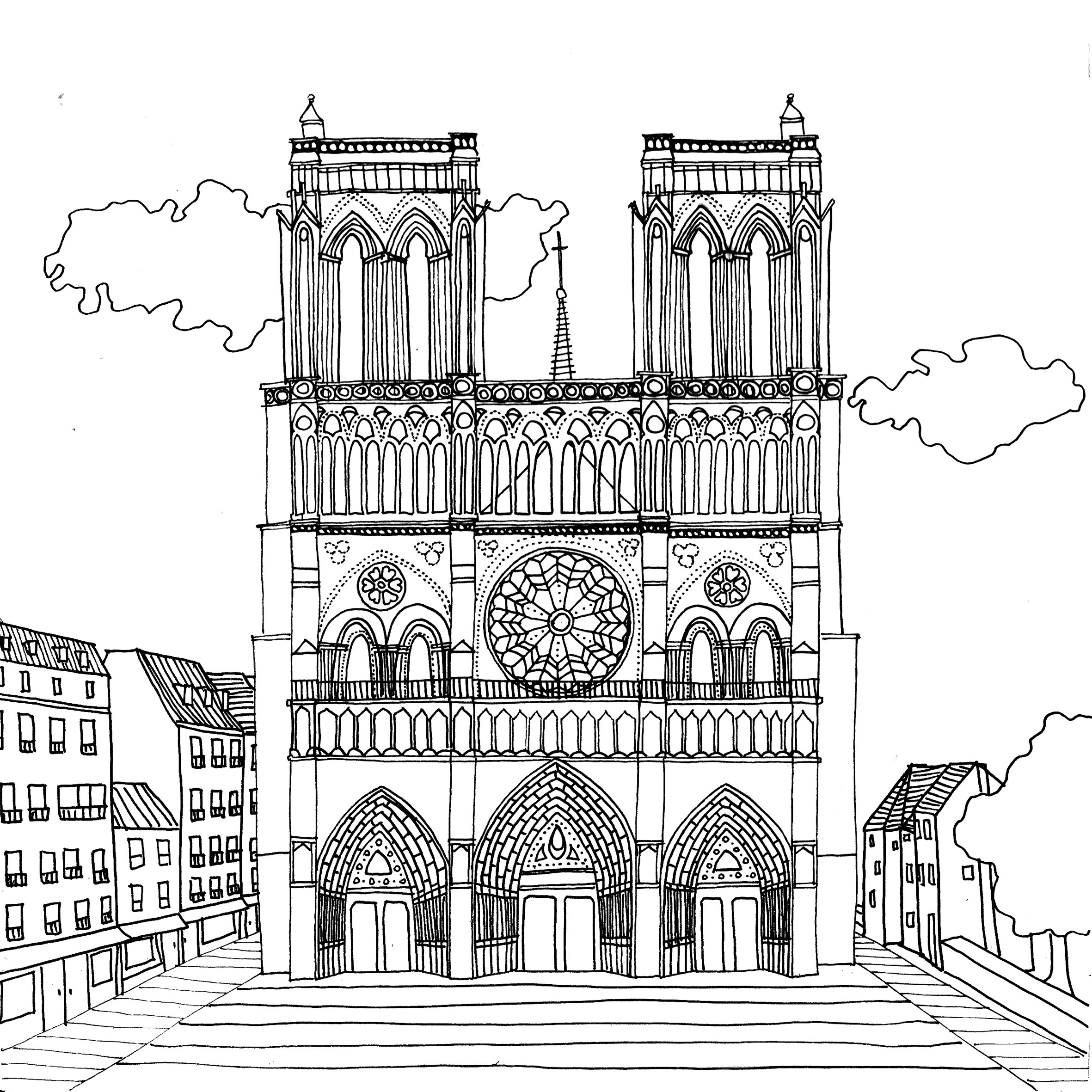Notre Dame Cathedral Paris Coloring Play Free Coloring Game Online