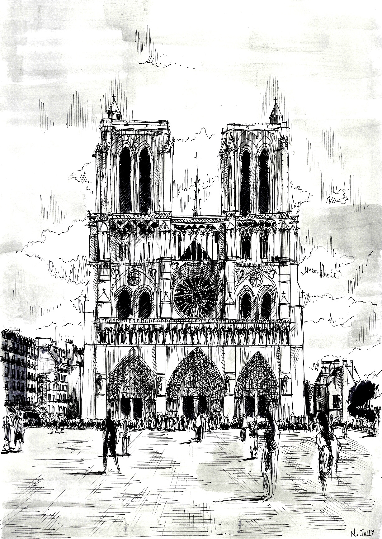 Notre Dame De Paris Drawing Paris Coloring Pages For Adults