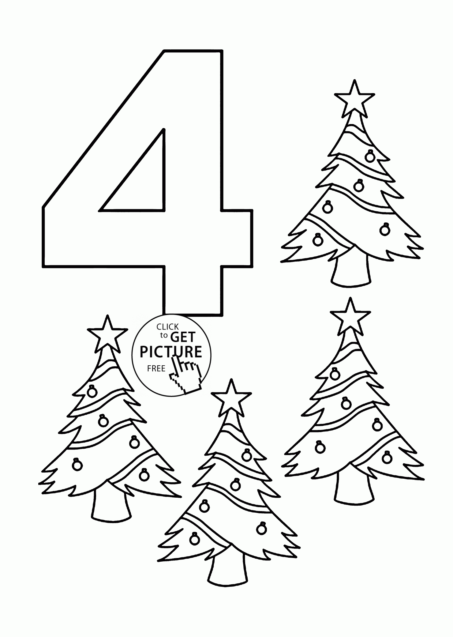Number 4 Coloring Sheet Printable Coloring Pages