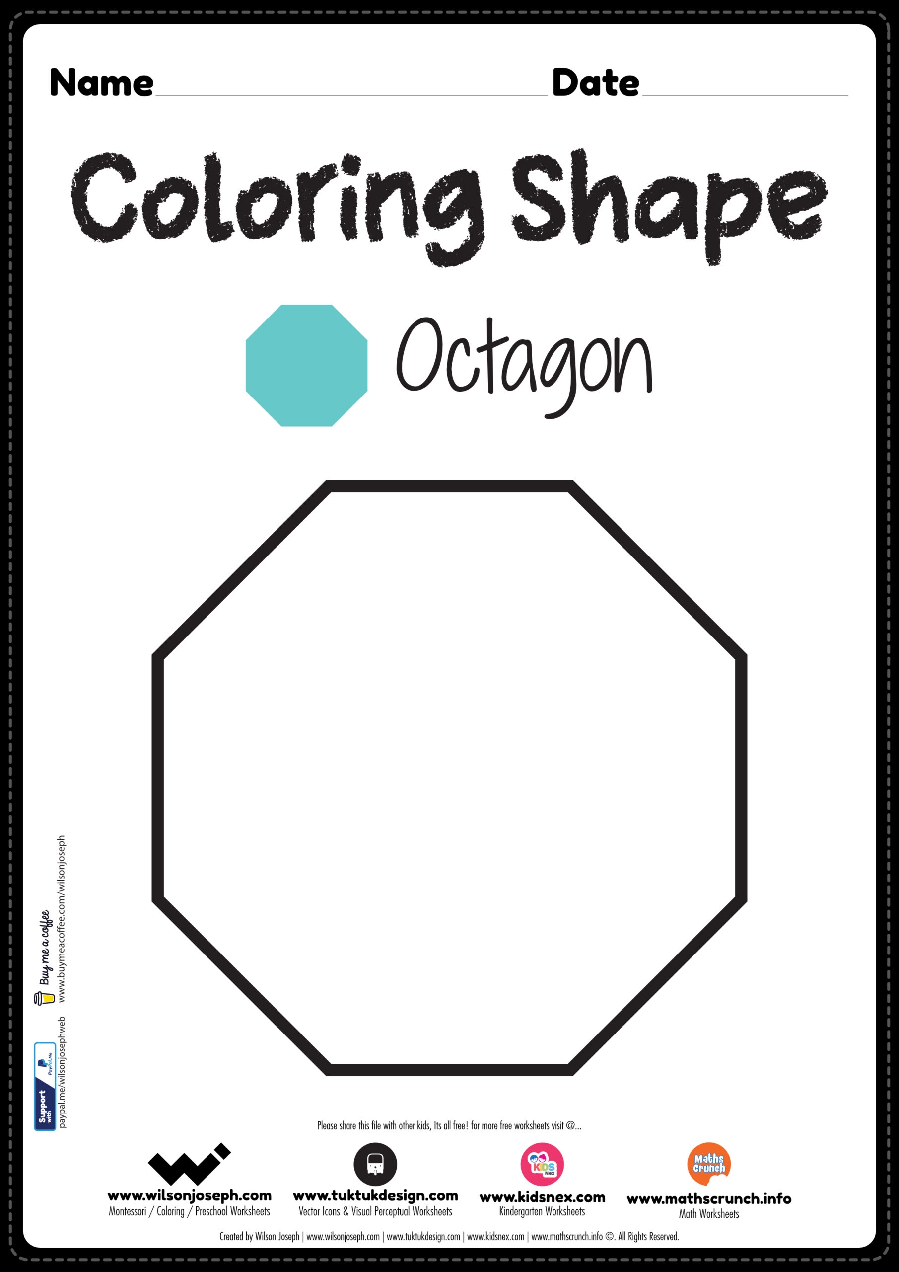 Octagon Coloring Page Free Printable PDF For Kindergarten