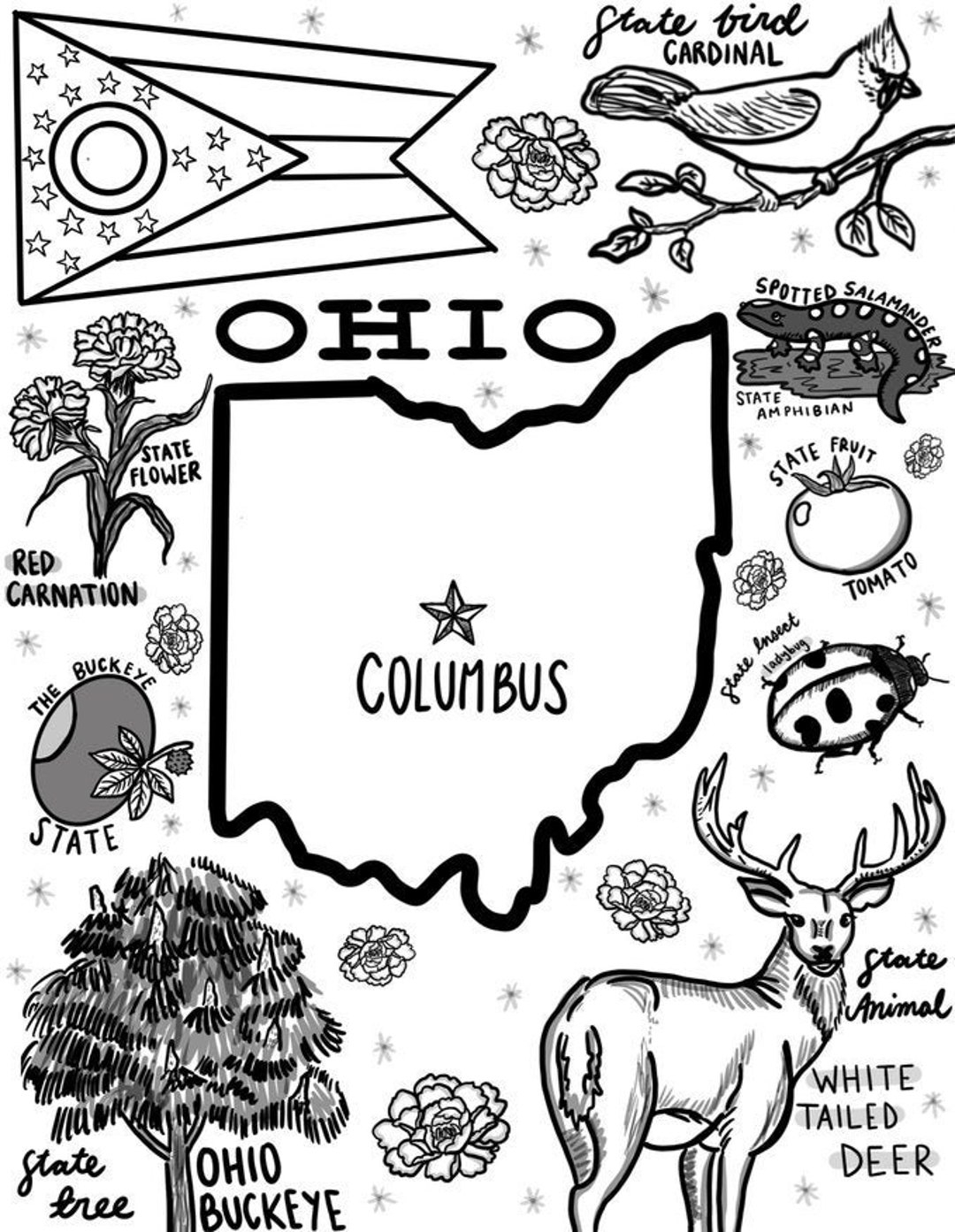 Ohio Coloring Page Etsy
