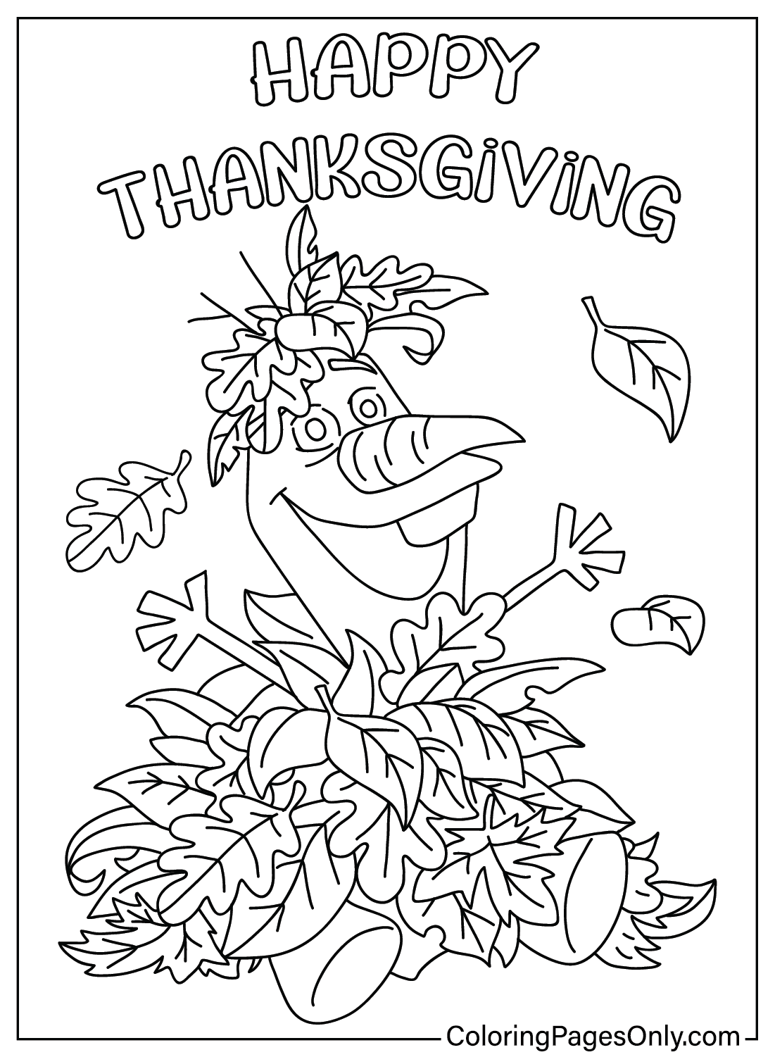 Olaf Disney Thanksgiving Coloring Page Free Printable Coloring Pages