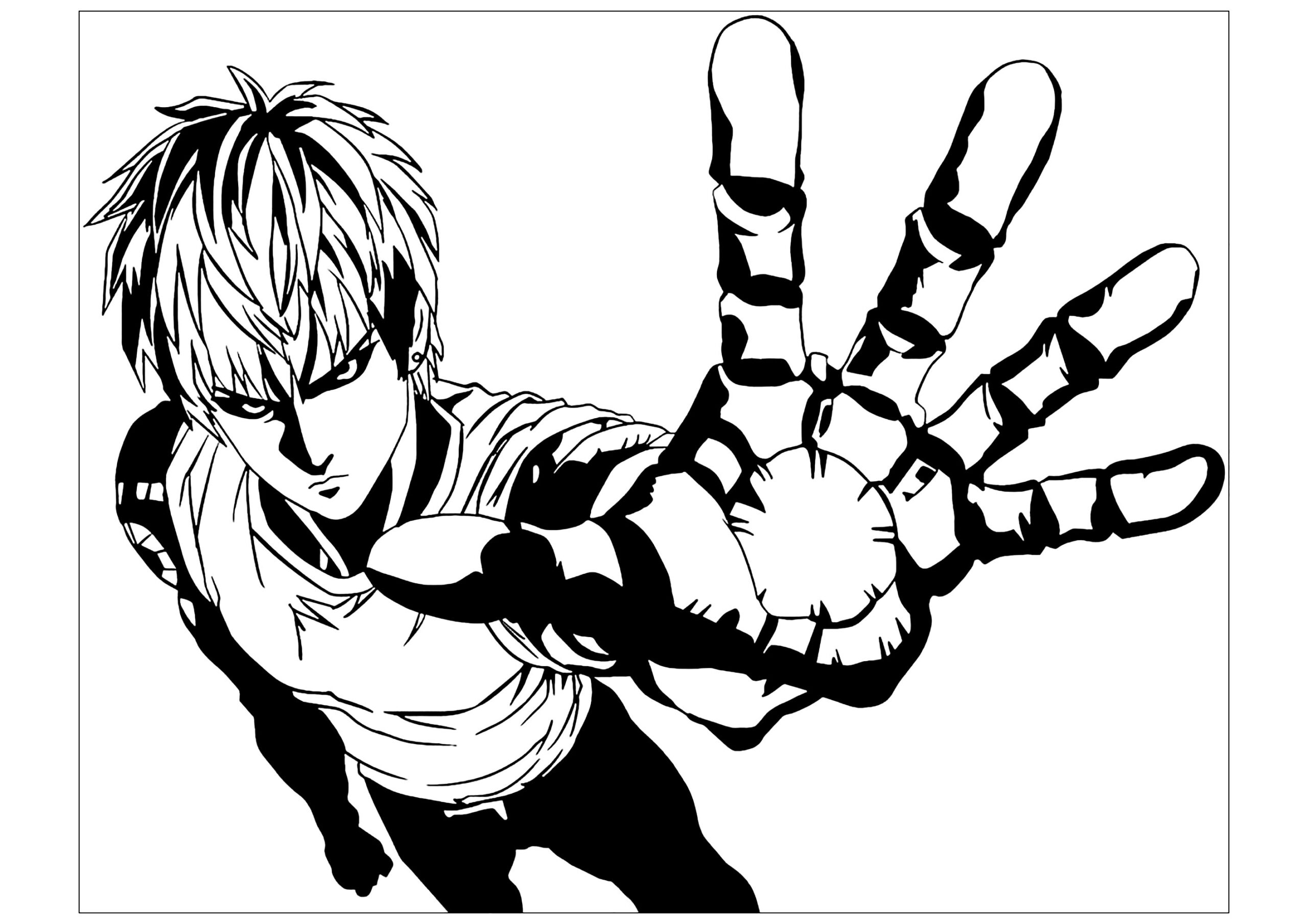 One Punch Man Coloring Page To Print For Kids One Punch Man Coloring Pages For Kids