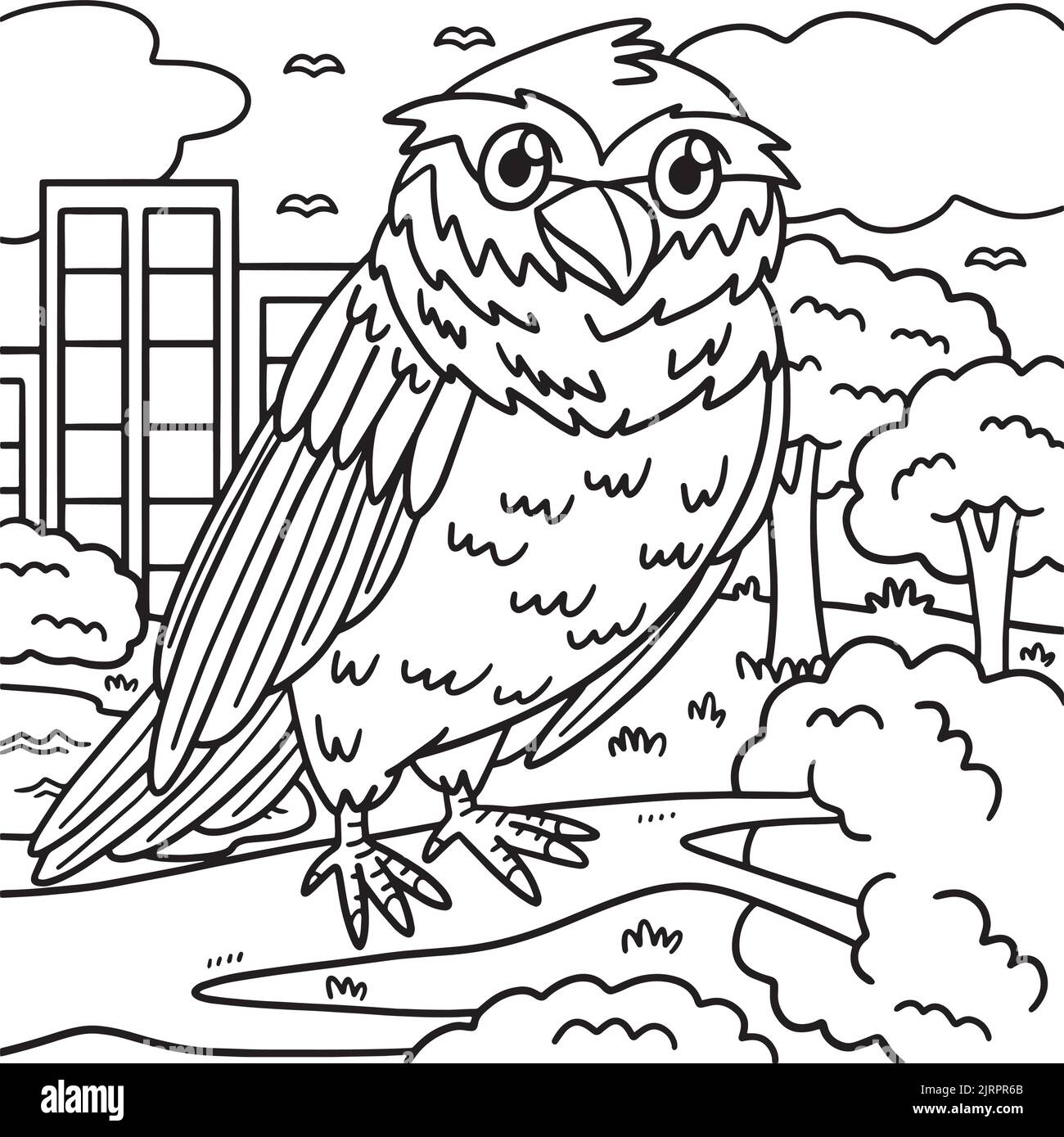 Owl Animal Coloring Page For Kids Stock Vector Image Art Alamy