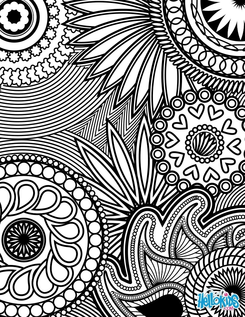 Paisley Hearts And Flowers Anti Stress Coloring Design Coloring Pages Hellokids