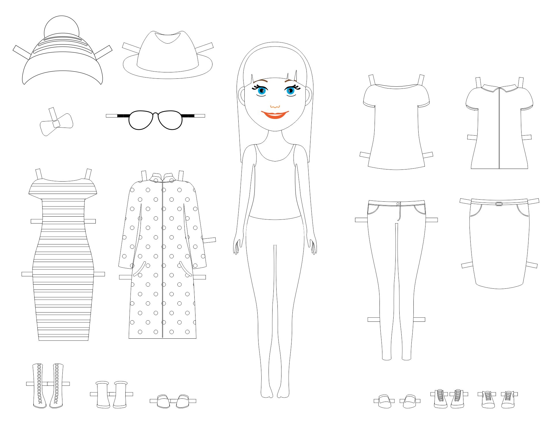 Paper Doll Coloring Page