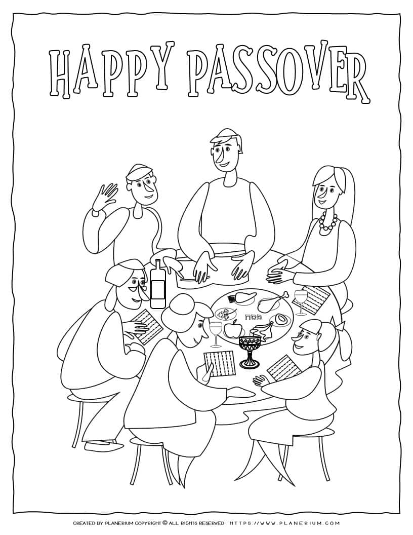 Passover Seder Coloring Page Seder Night Happy Passover Planerium