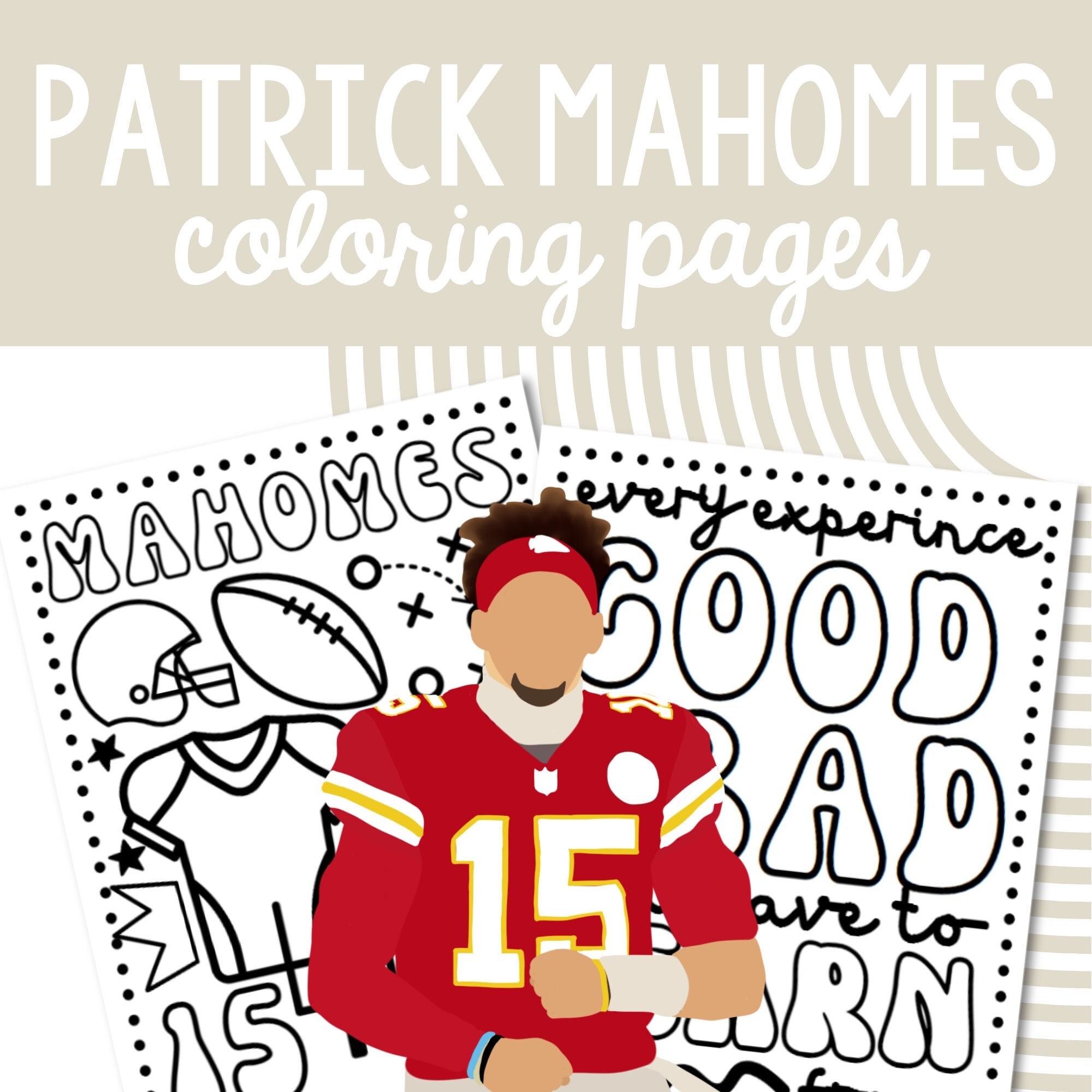 Patrick Mahomes Quarterback Kansas City Chiefs Coloring Pages Etsy