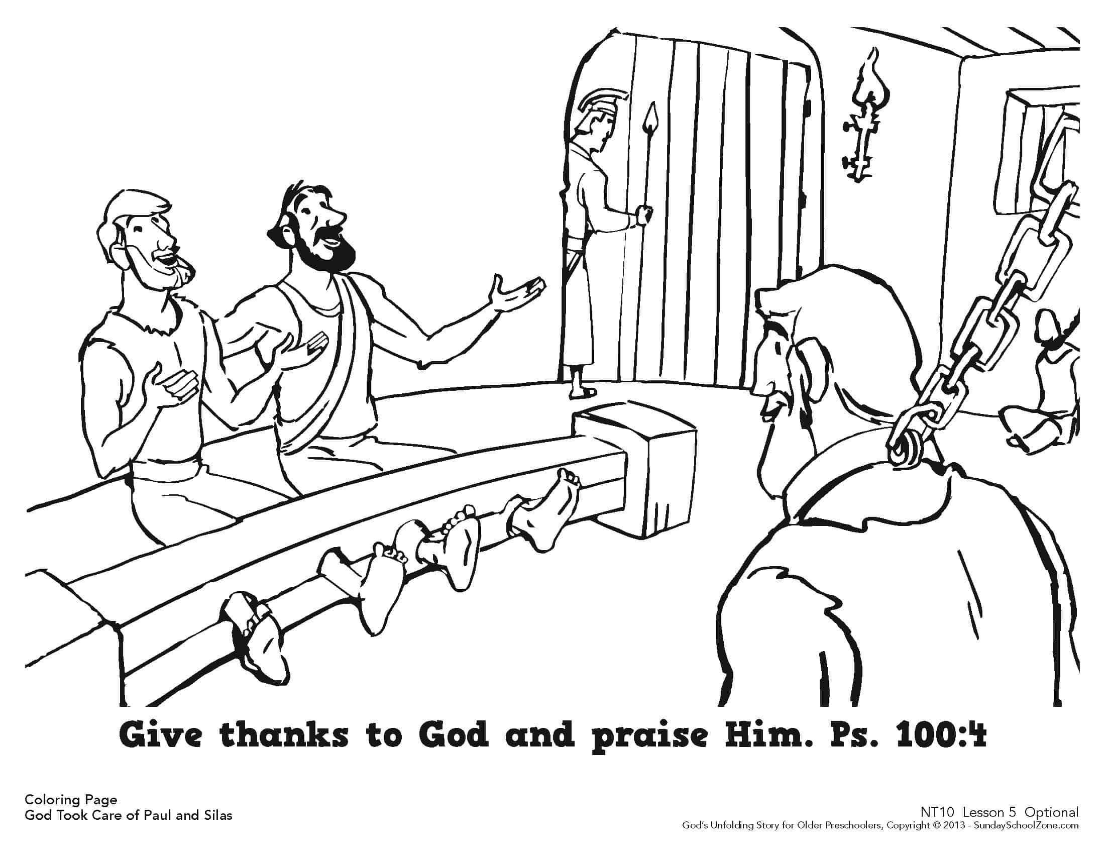 Paul And Silas In Jail Coloring Page Bible Class Creations Paul And Silas In Prison Exchrisnge