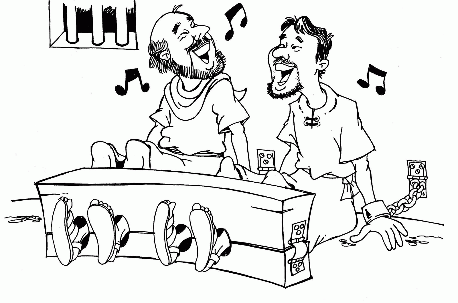 Paul And Silas In Prison Coloring Page Coloring Home