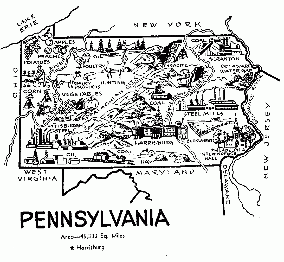 Pennsylvania State Map Coloring Page Coloring Pages