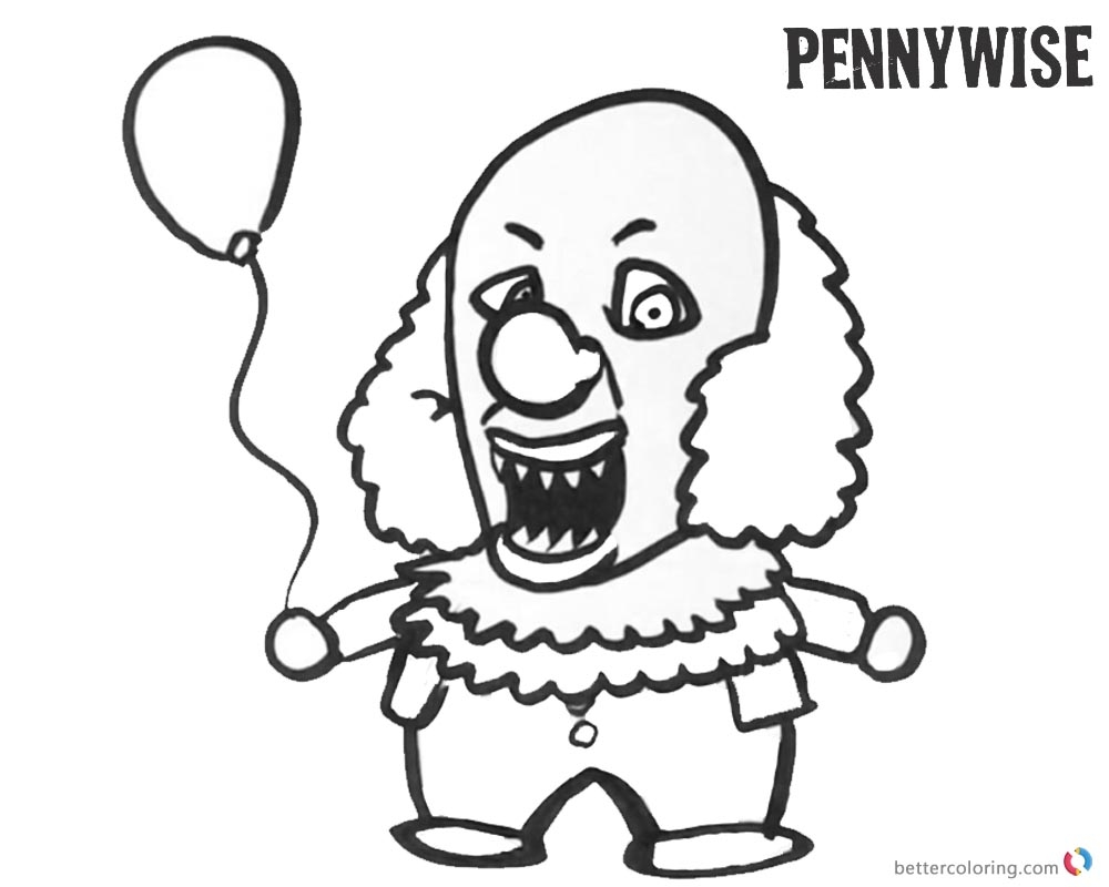 Pennywise Coloring Pages From Stephen King S IT Free Printable Coloring Pages